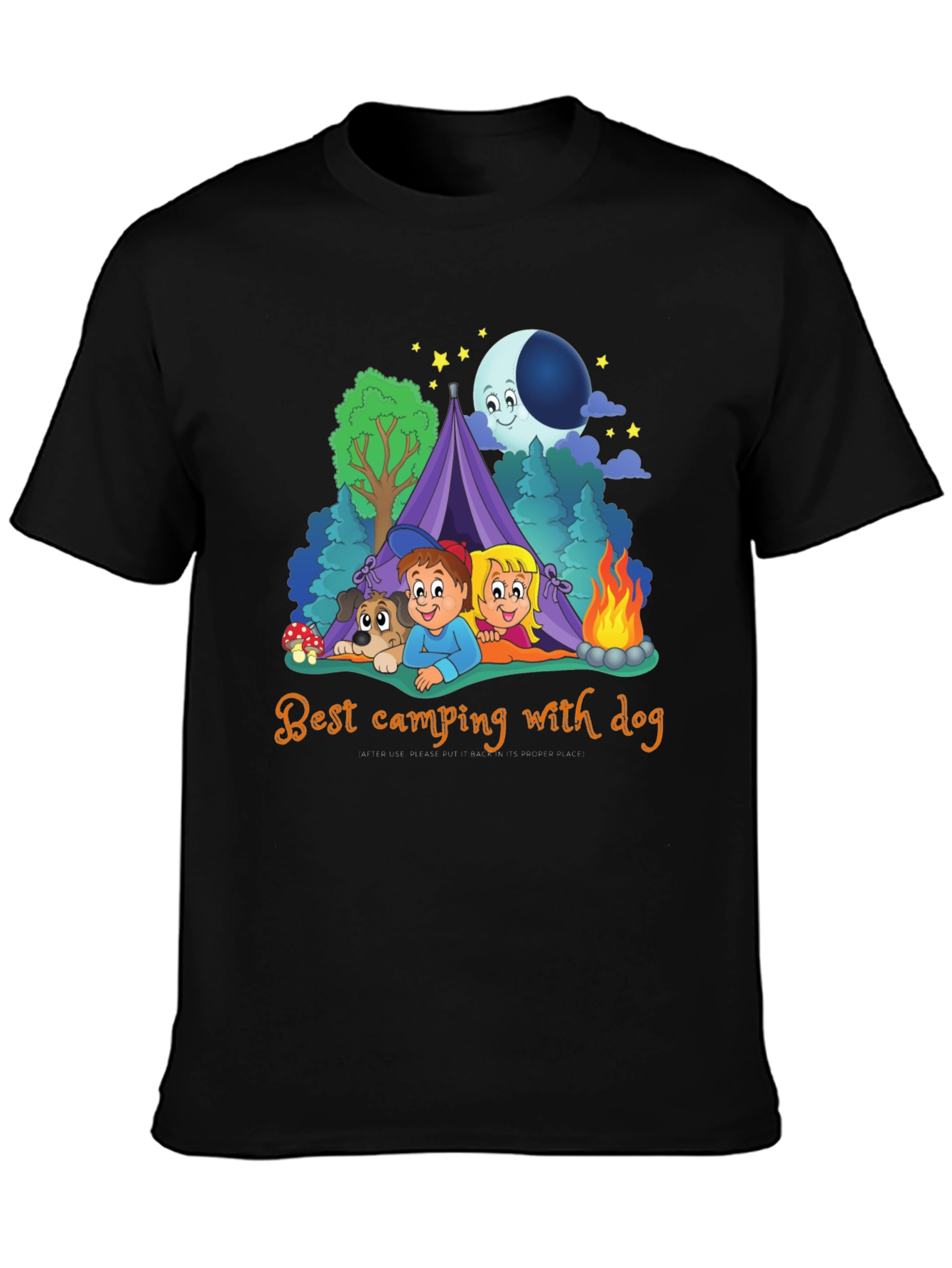 Camping with Dog Graphic T-Shirt