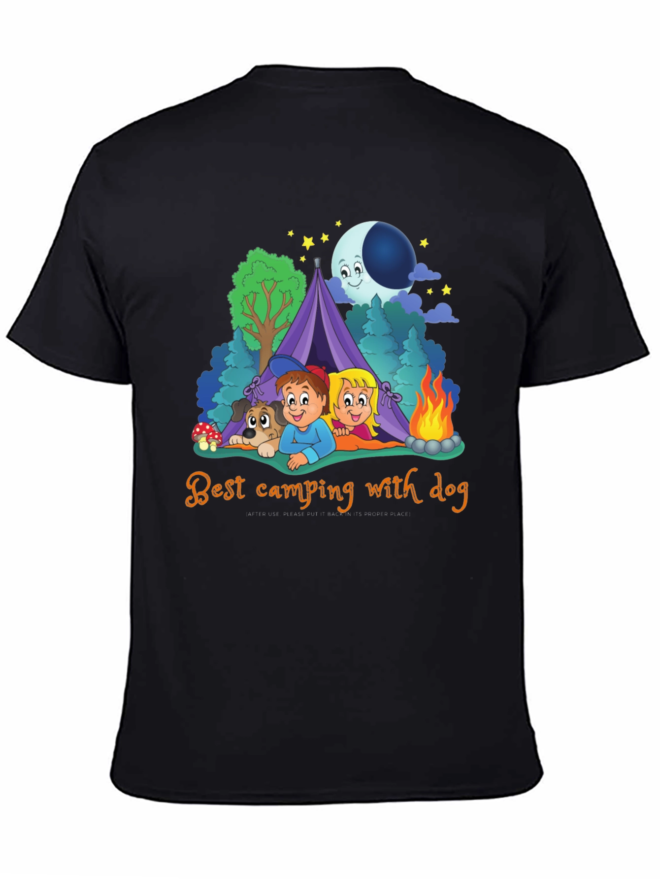 Camping with Dog Graphic T-Shirt