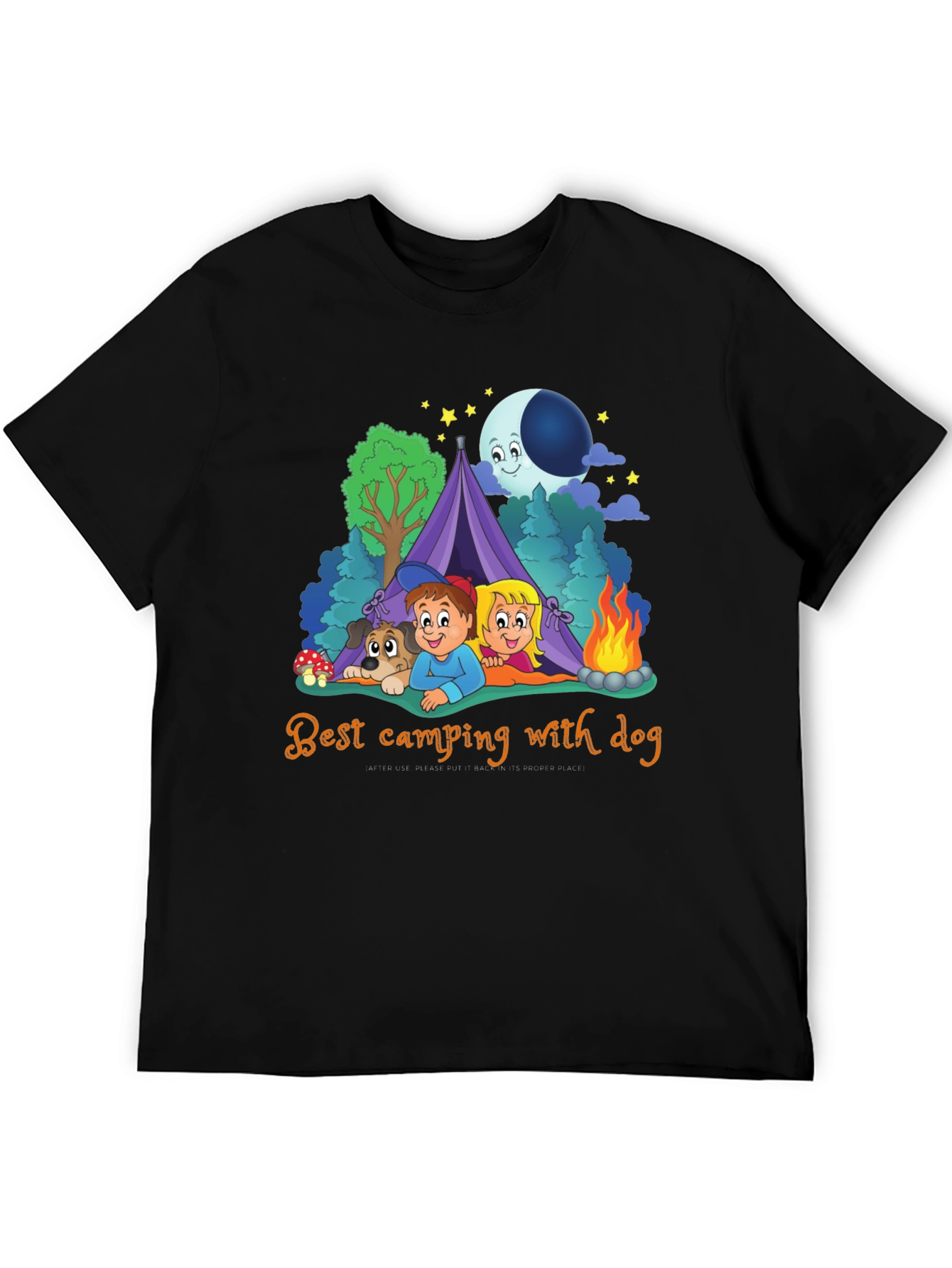 Camping with Dog Graphic T-Shirt
