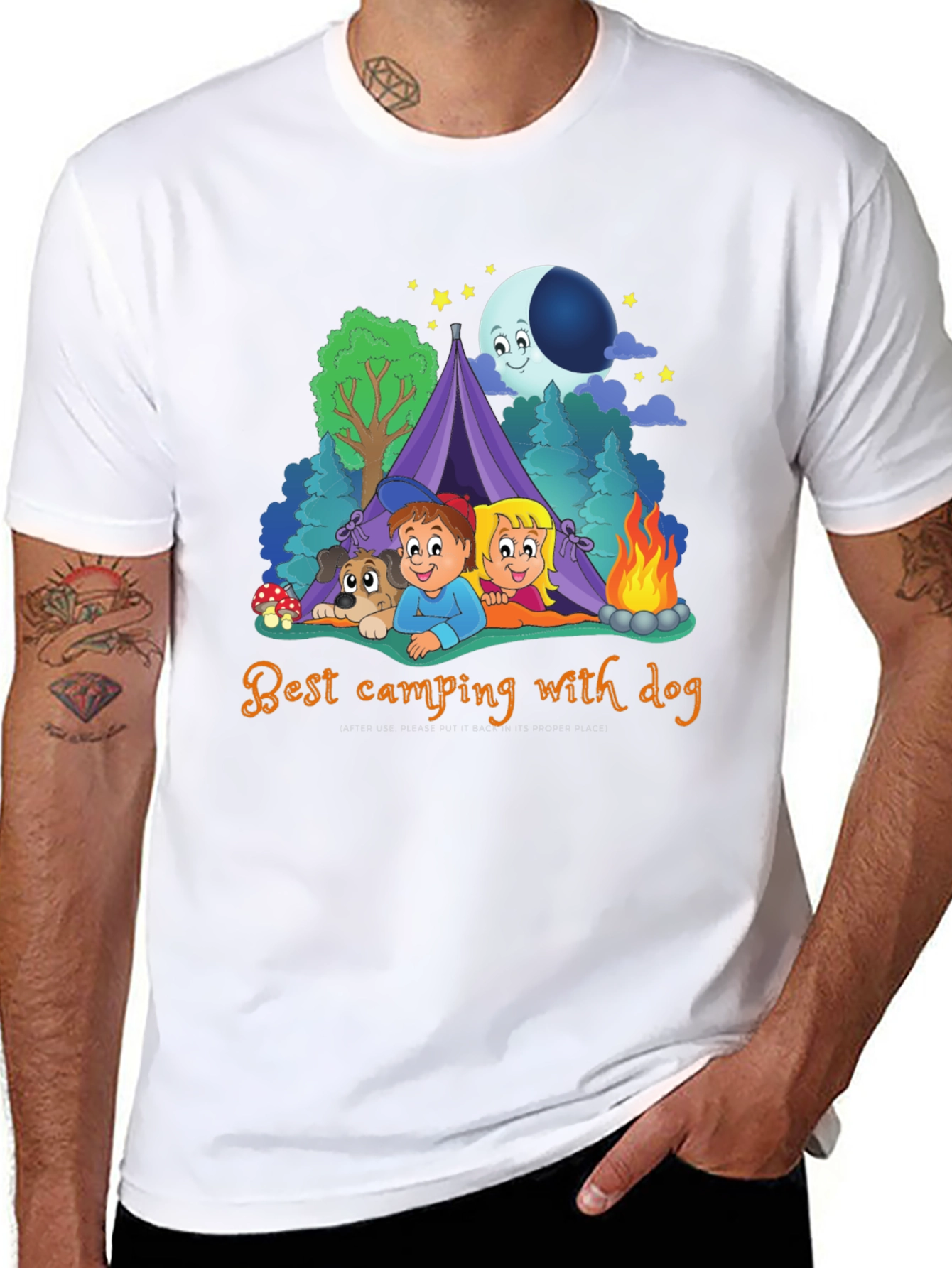 Camping with Dog Graphic T-Shirt