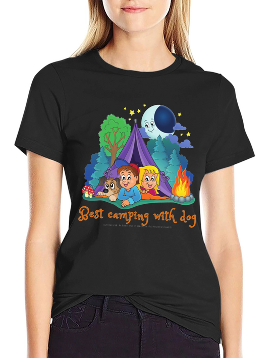 Camping with Dog Graphic T-Shirt