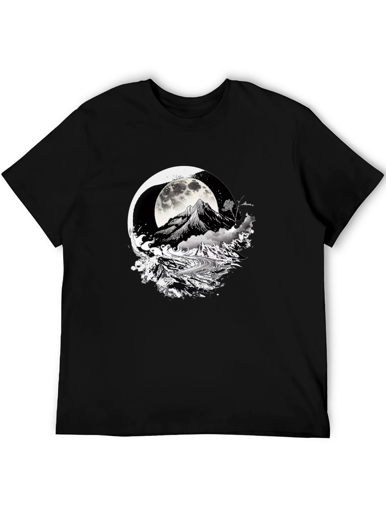 Moonlit Mountain Black Graphic Tee