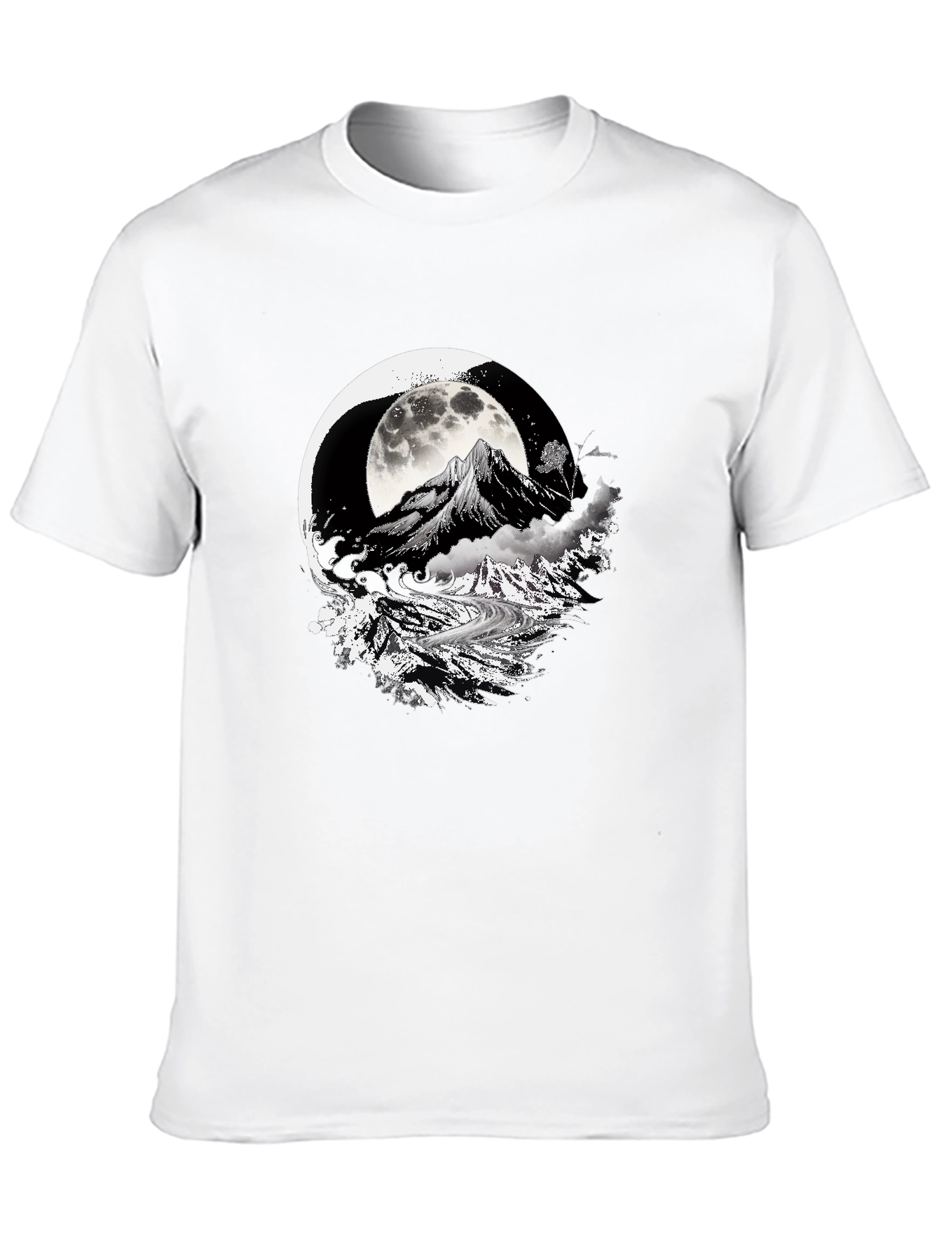 Moonlit Mountain Black Graphic Tee