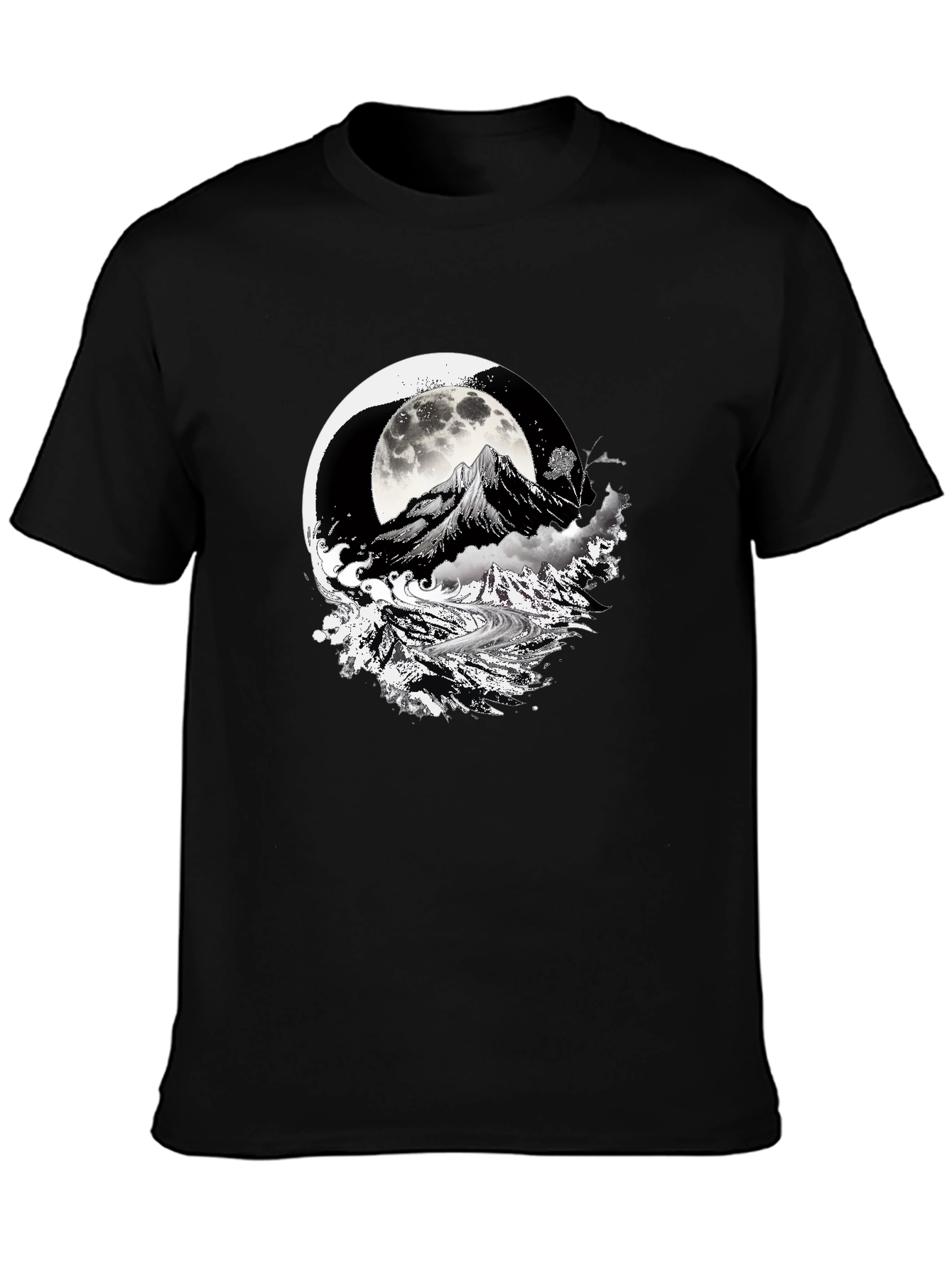 Moonlit Mountain Black Graphic Tee