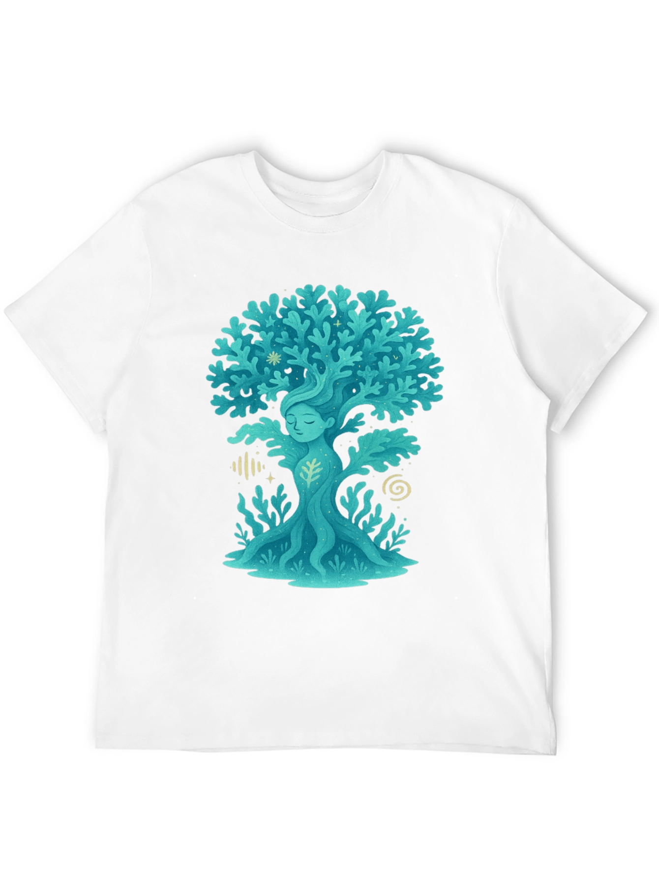 Nature Spirit Tree Graphic Tee - Black Cotton Shirt