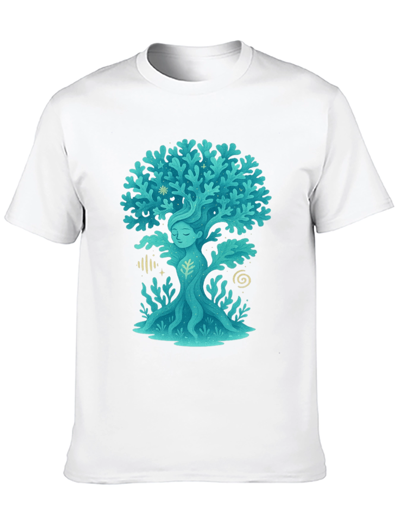 Nature Spirit Tree Graphic Tee - Black Cotton Shirt