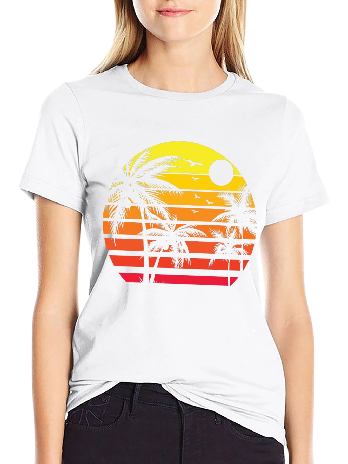 Retro Sunset Palm Tree Graphic Tee