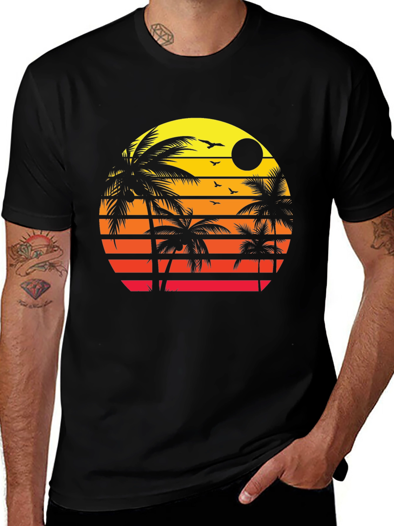 Retro Sunset Palm Tree Graphic Tee