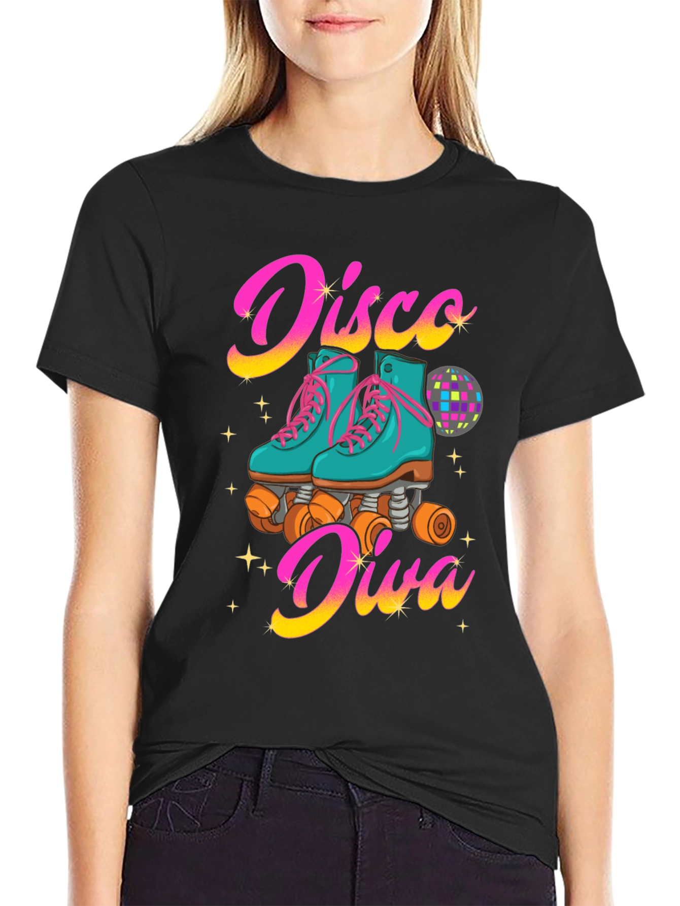 Disco Diva Roller Skate Graphic T-Shirt