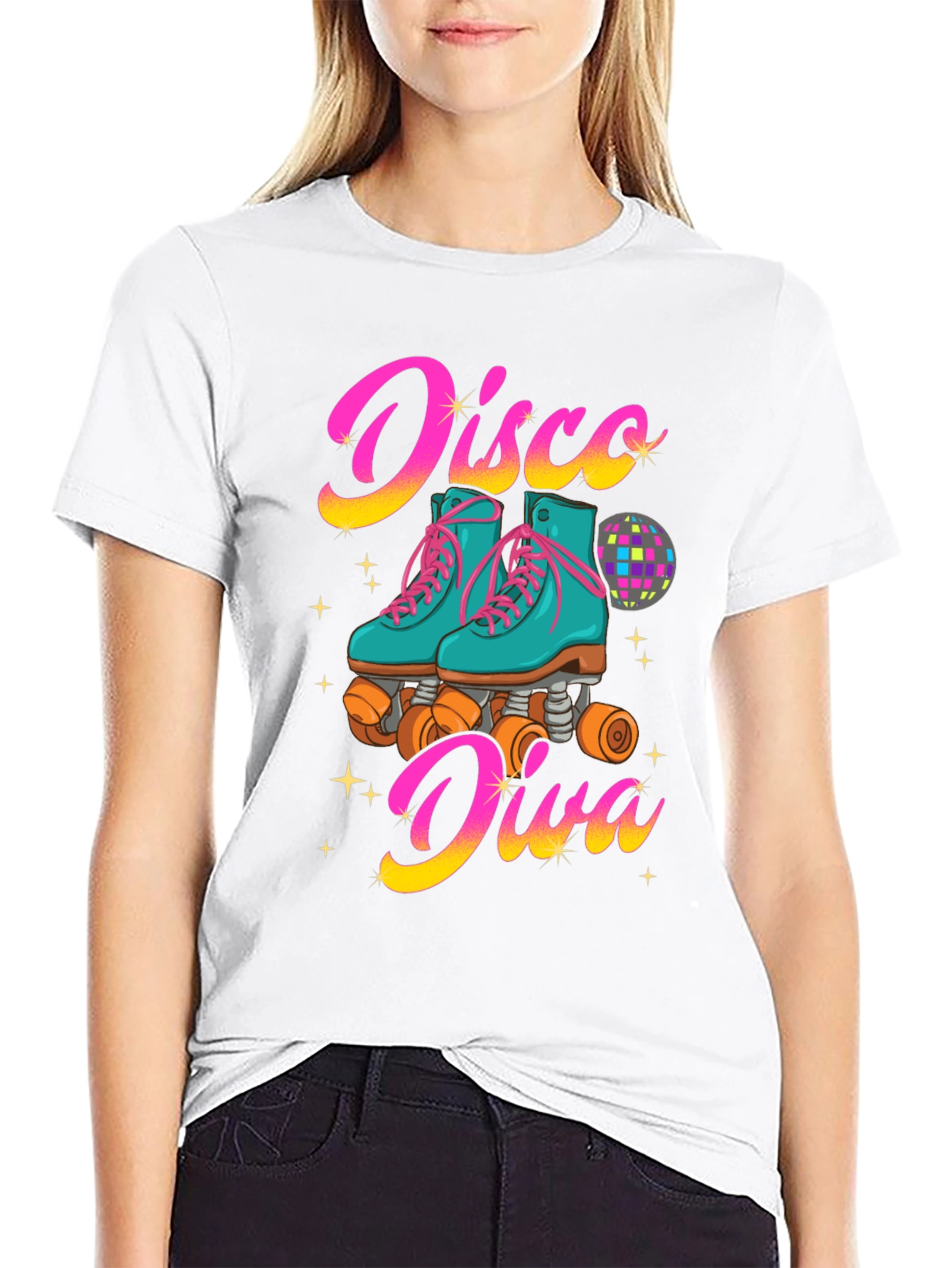 Disco Diva Roller Skate Graphic T-Shirt