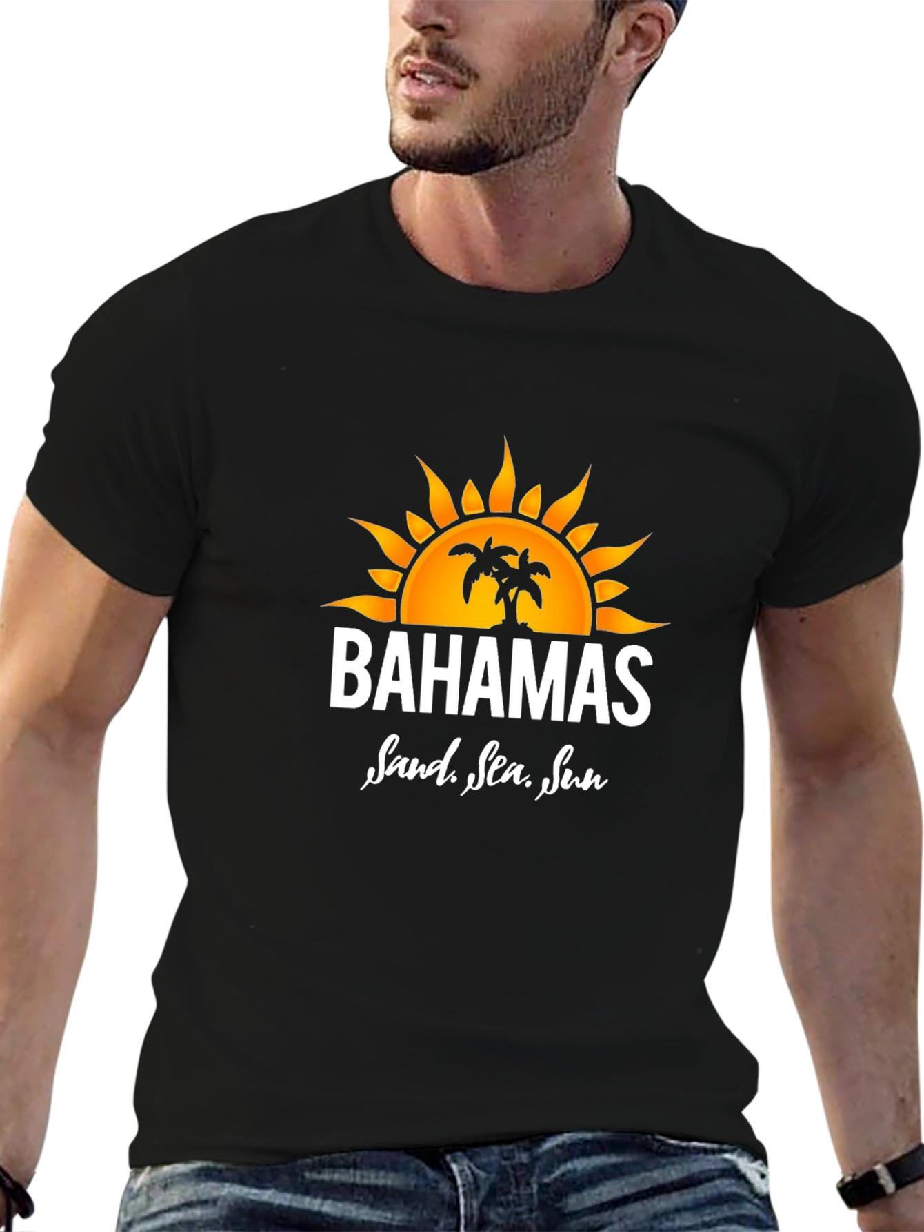 Bahamas Sand Sea Sun Graphic Tee - Black