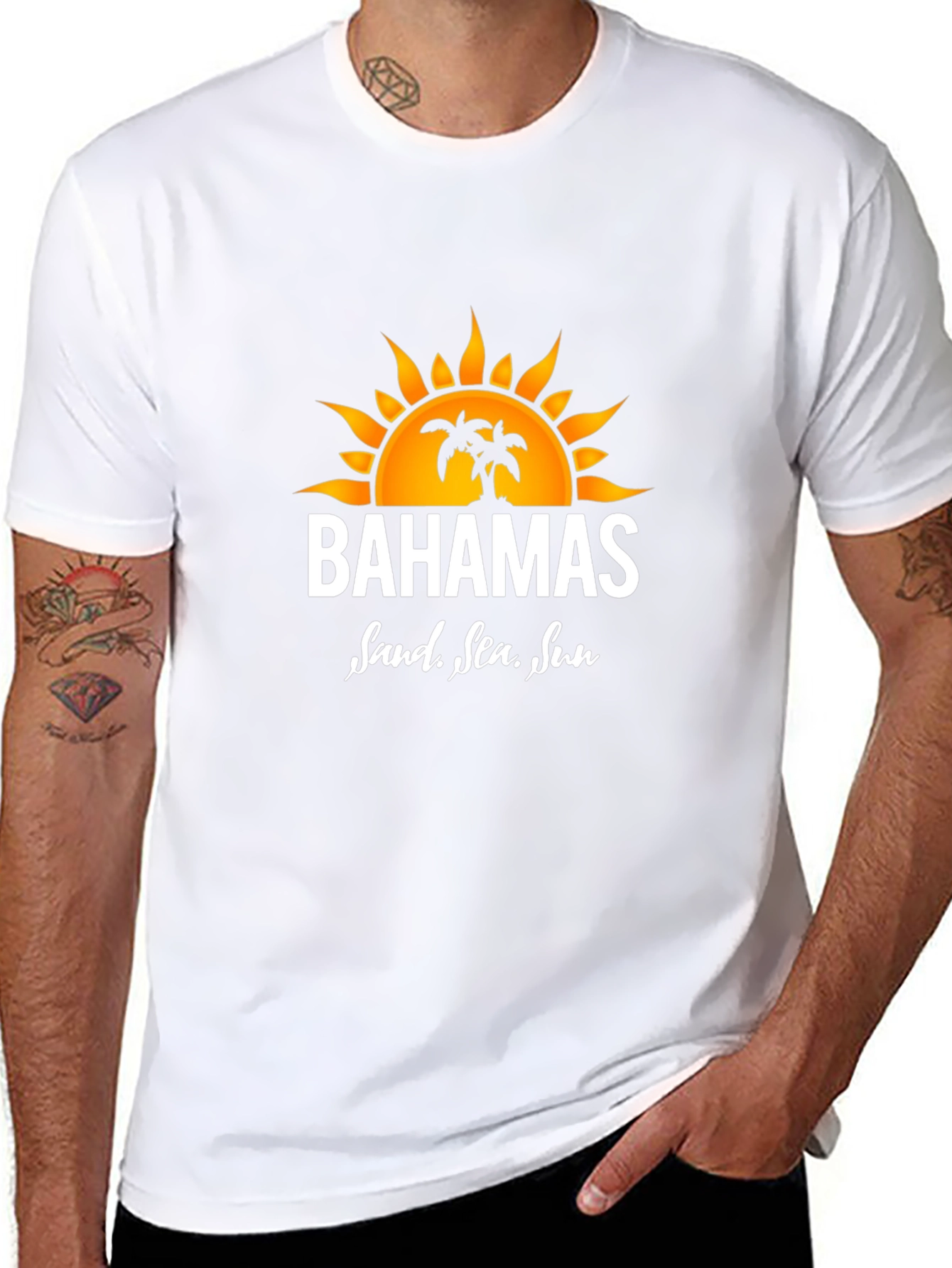 Bahamas Sand Sea Sun Graphic Tee - Black