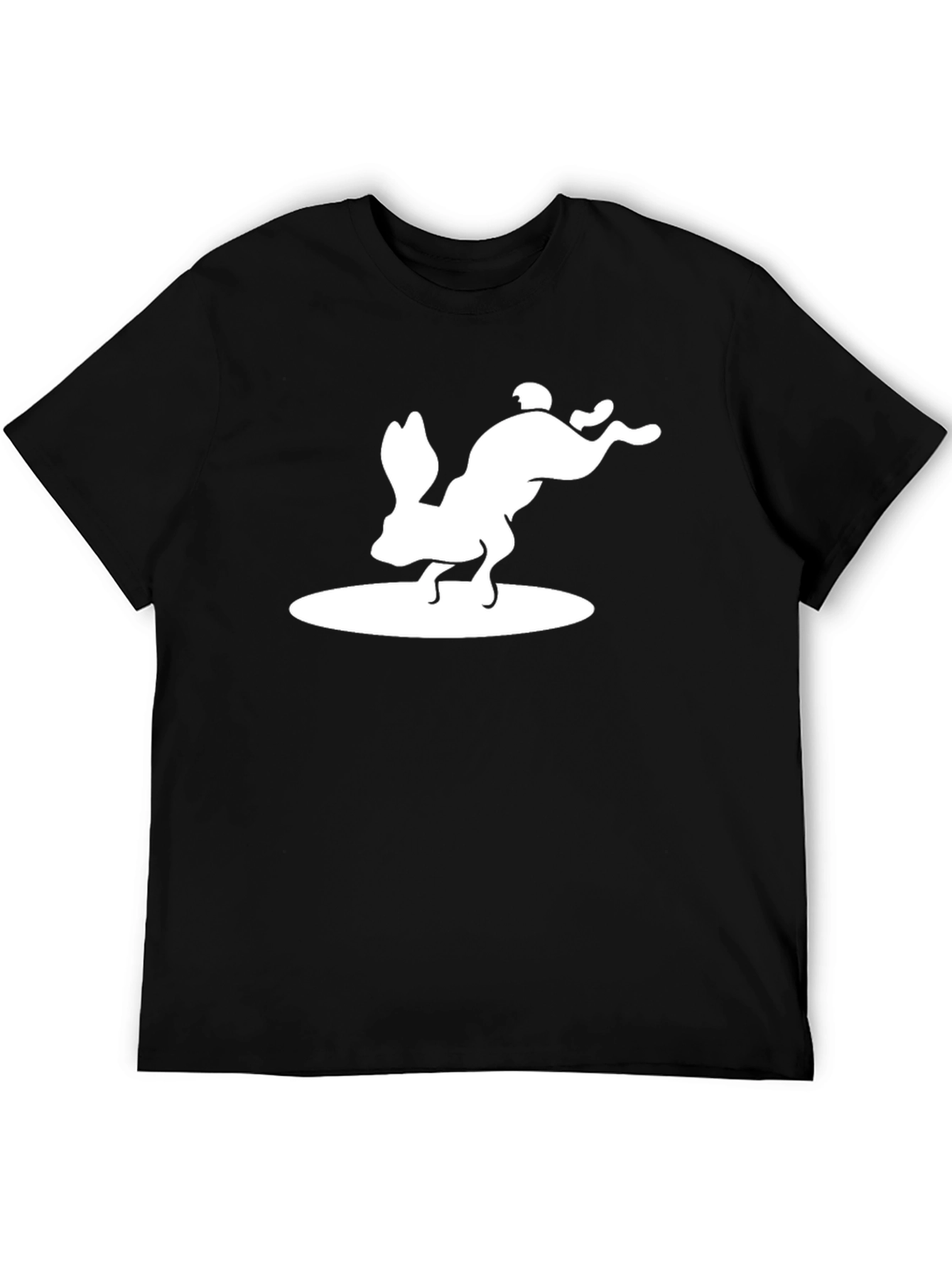 Rabbit Silhouette Graphic Print Black T-Shirt