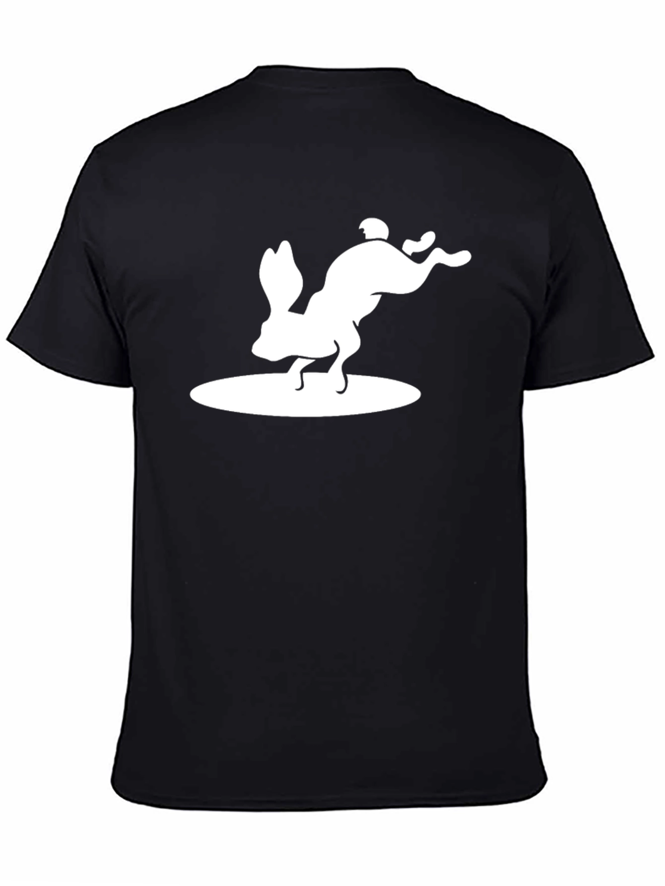 Rabbit Silhouette Graphic Print Black T-Shirt