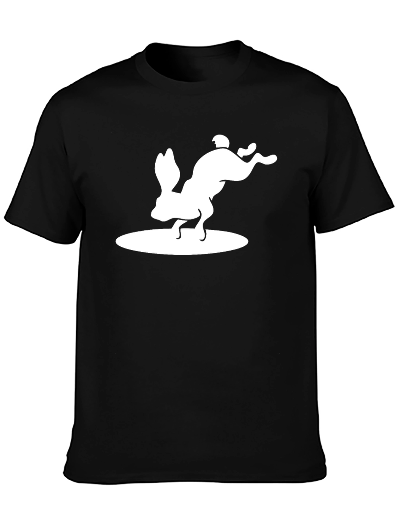 Rabbit Silhouette Graphic Print Black T-Shirt