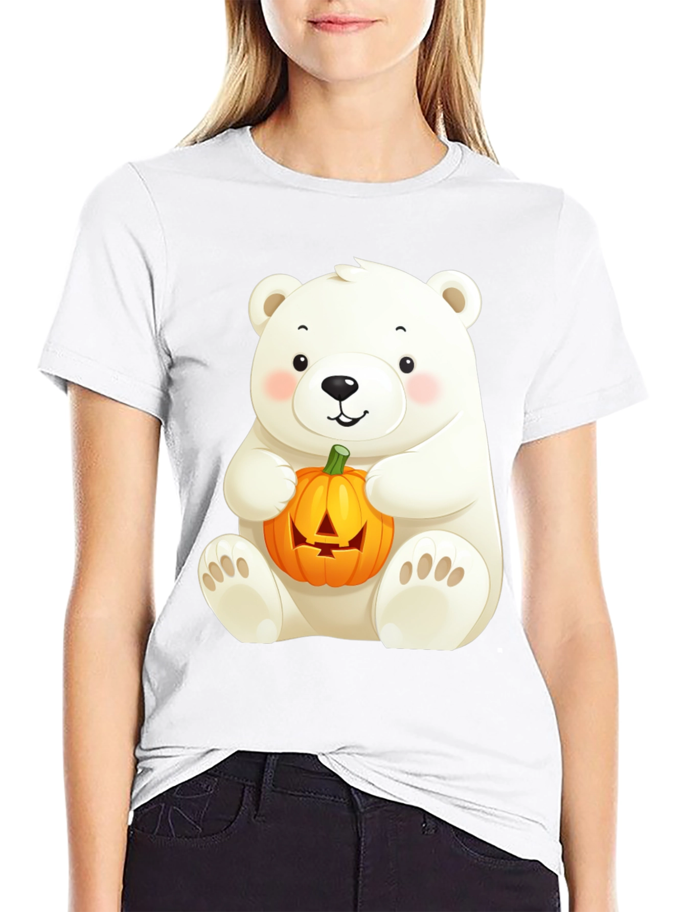 Polar Bear Halloween Pumpkin T-Shirt