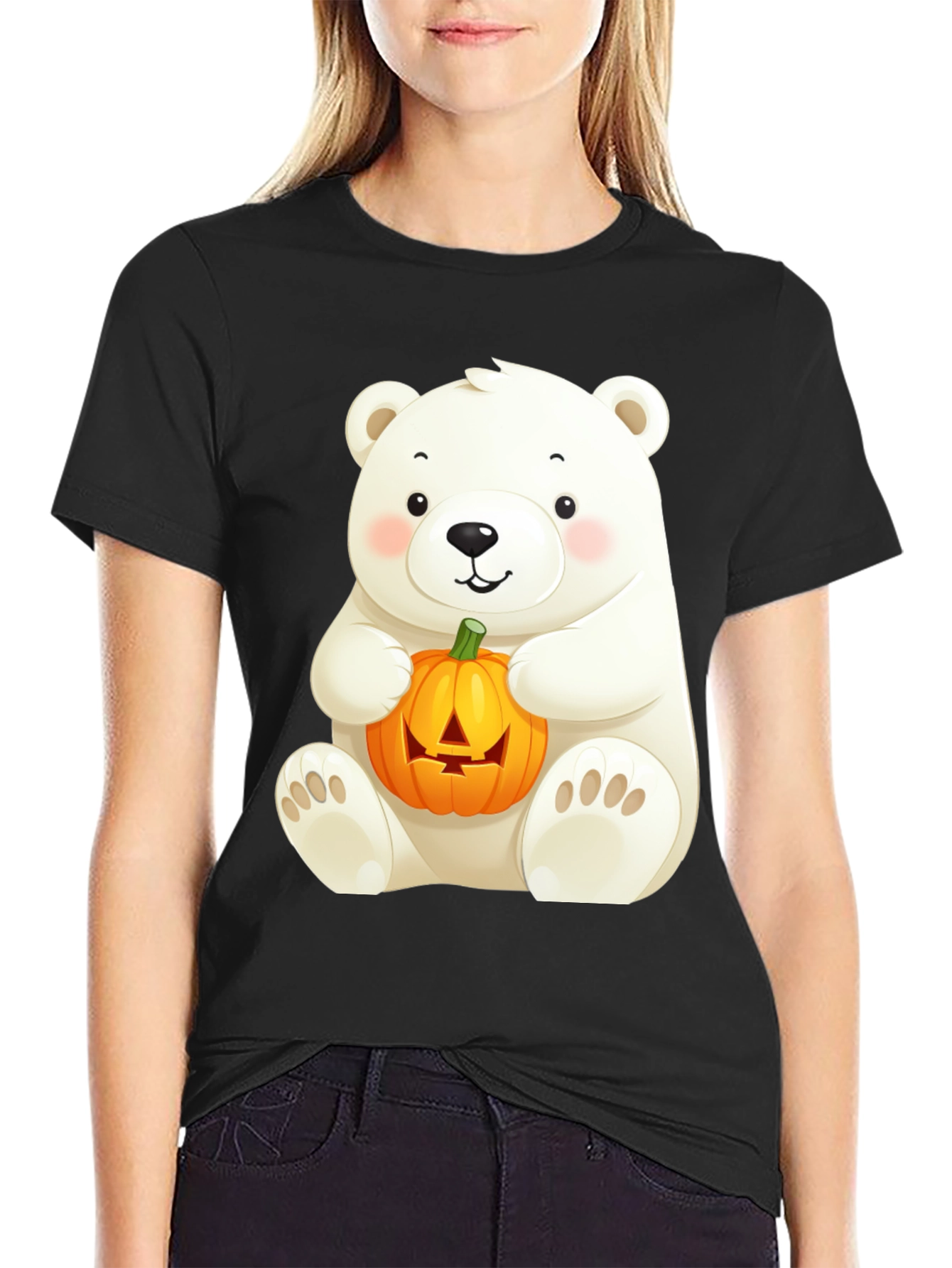 Polar Bear Halloween Pumpkin T-Shirt