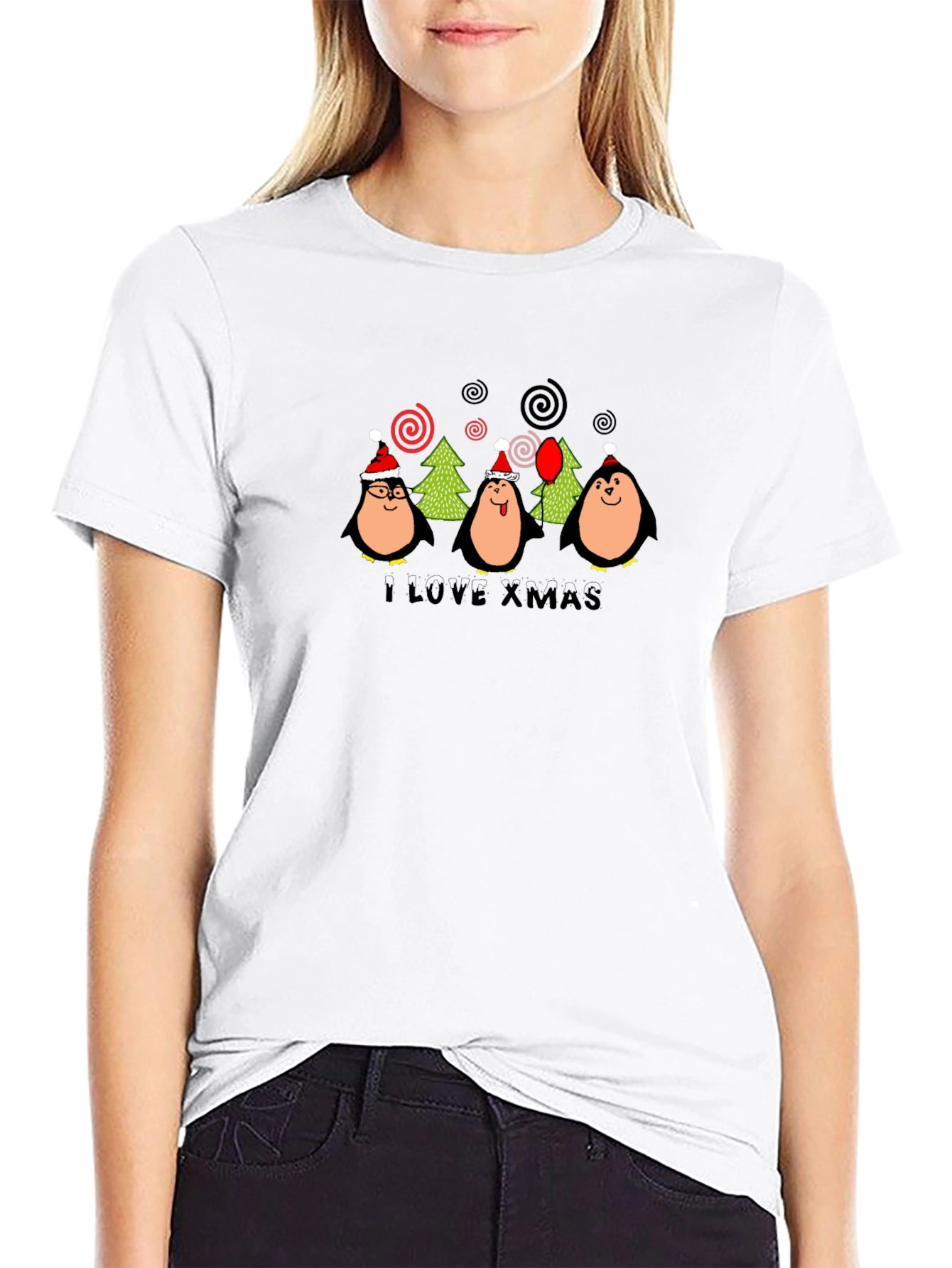 Christmas Penguin T-Shirt - I Love Xmas Holiday Tee