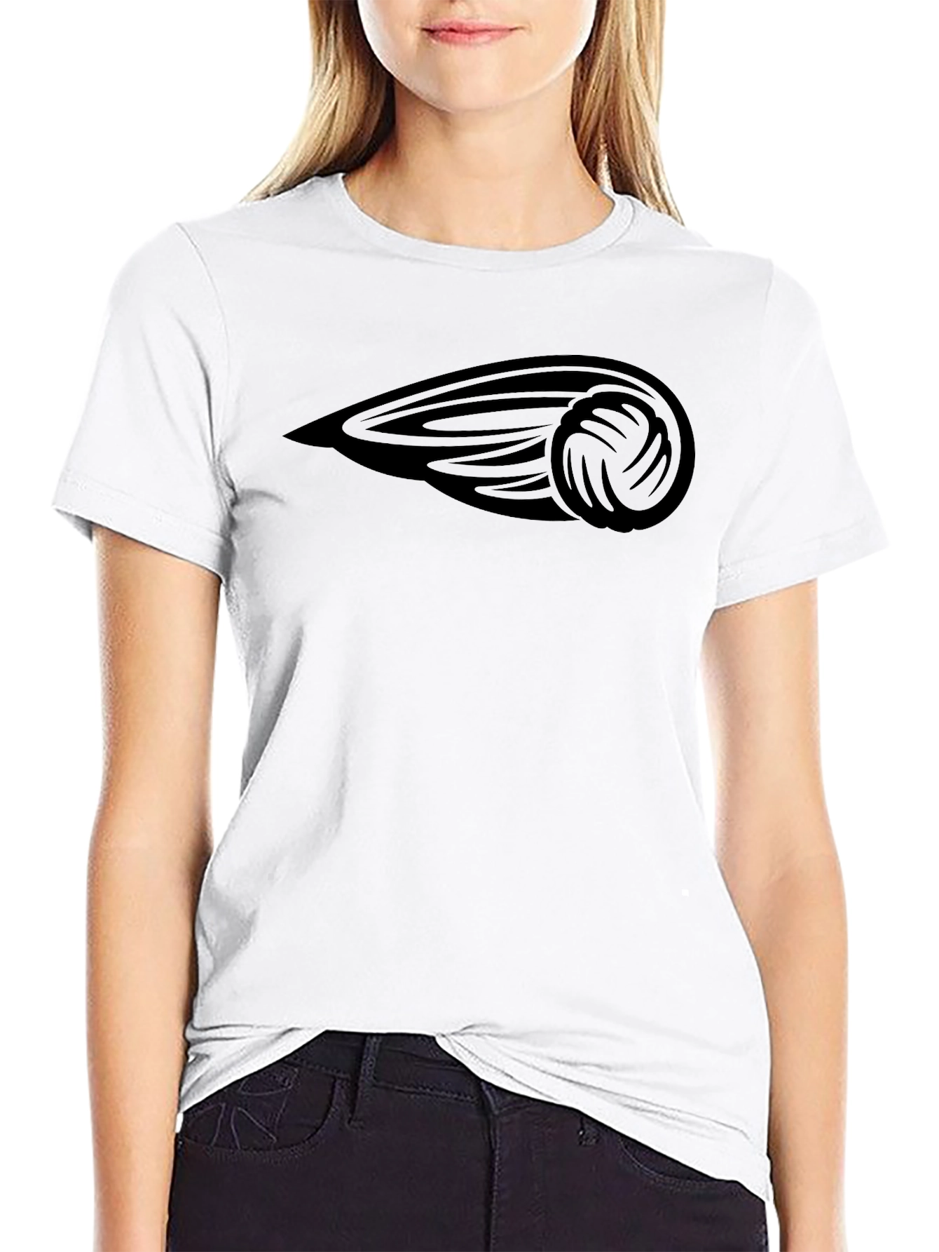 Mens Black T-Shirt with Volleyball Graphic