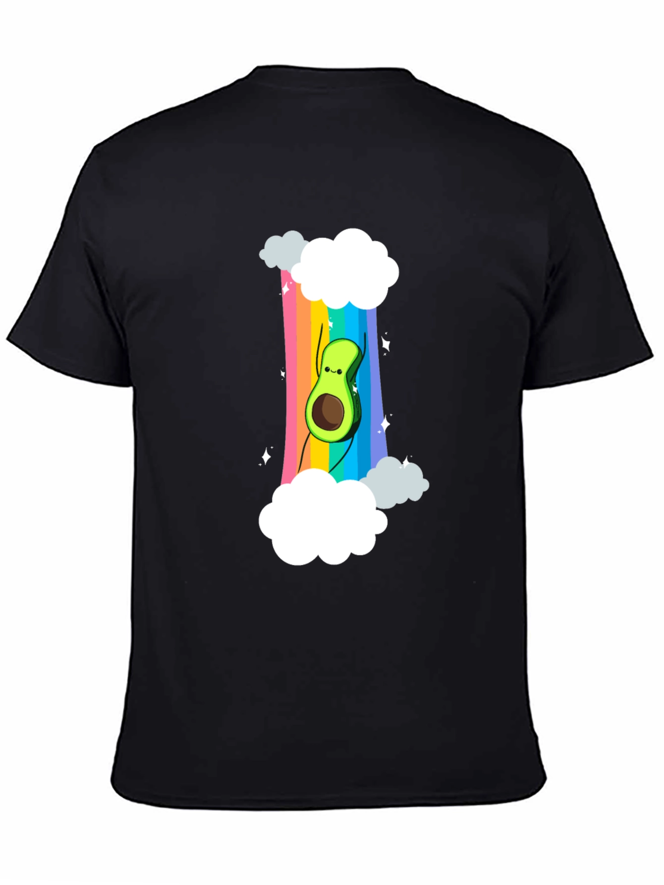 Rainbow Avocado Graphic Tee - Unisex Black T-Shirt