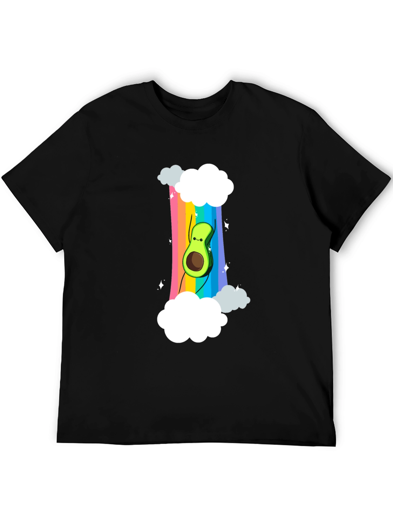 Rainbow Avocado Graphic Tee - Unisex Black T-Shirt