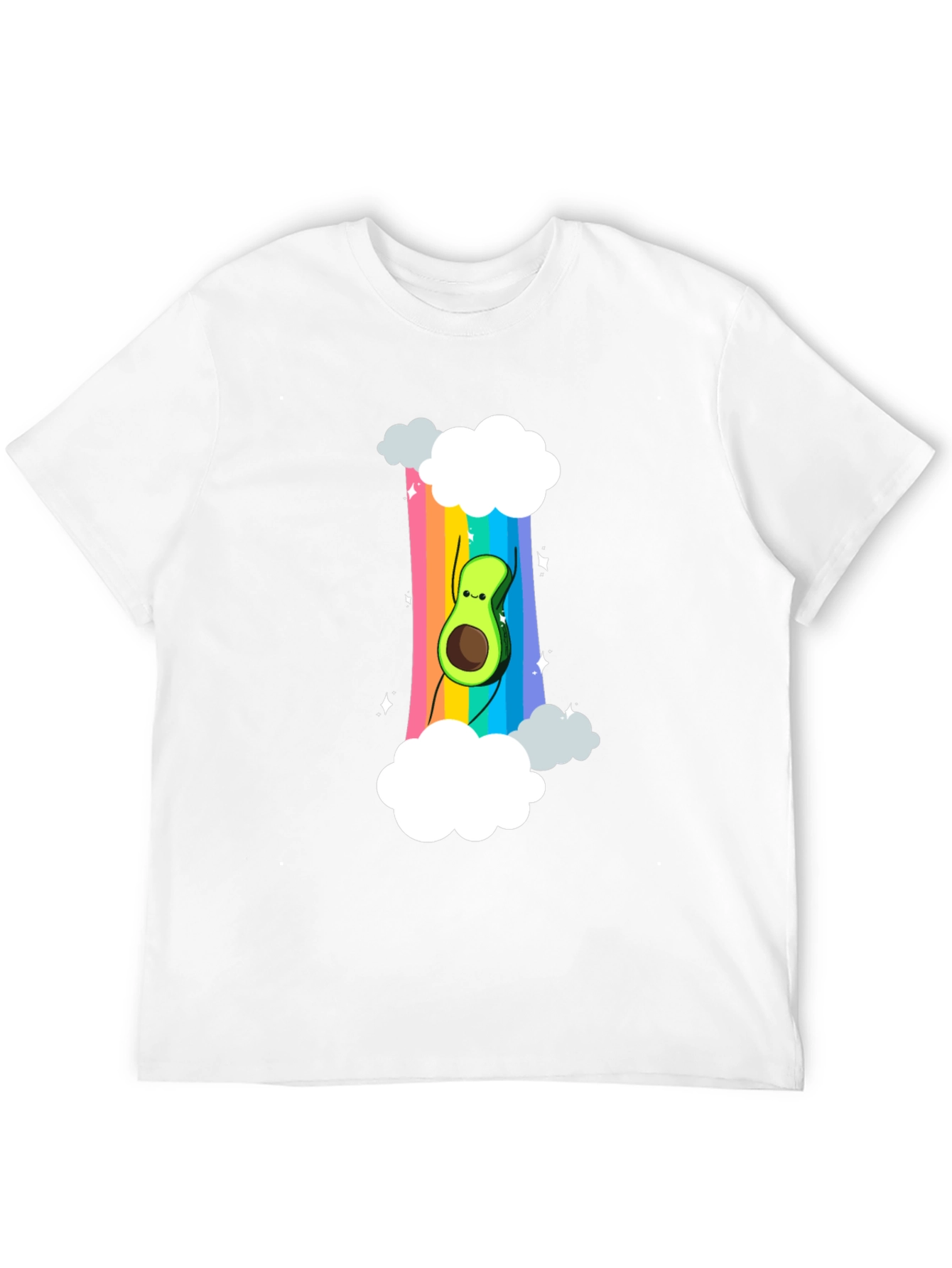 Rainbow Avocado Graphic Tee - Unisex Black T-Shirt