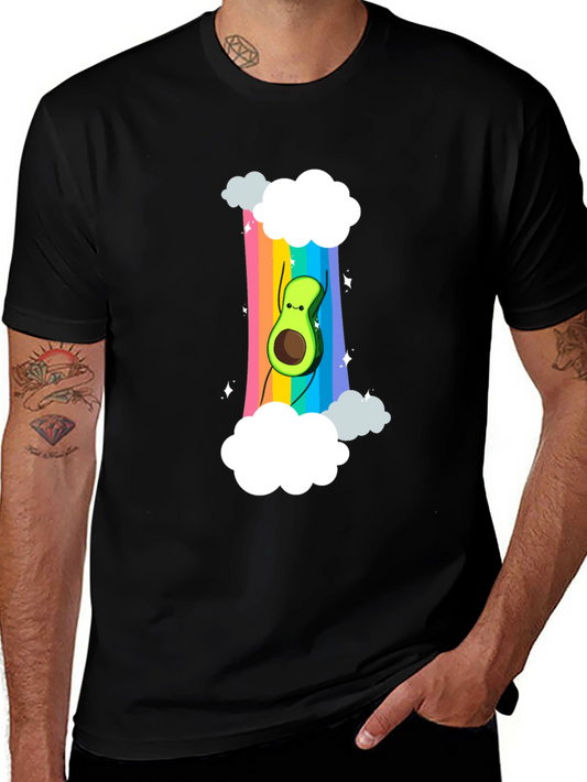 Rainbow Avocado Graphic Tee - Unisex Black T-Shirt