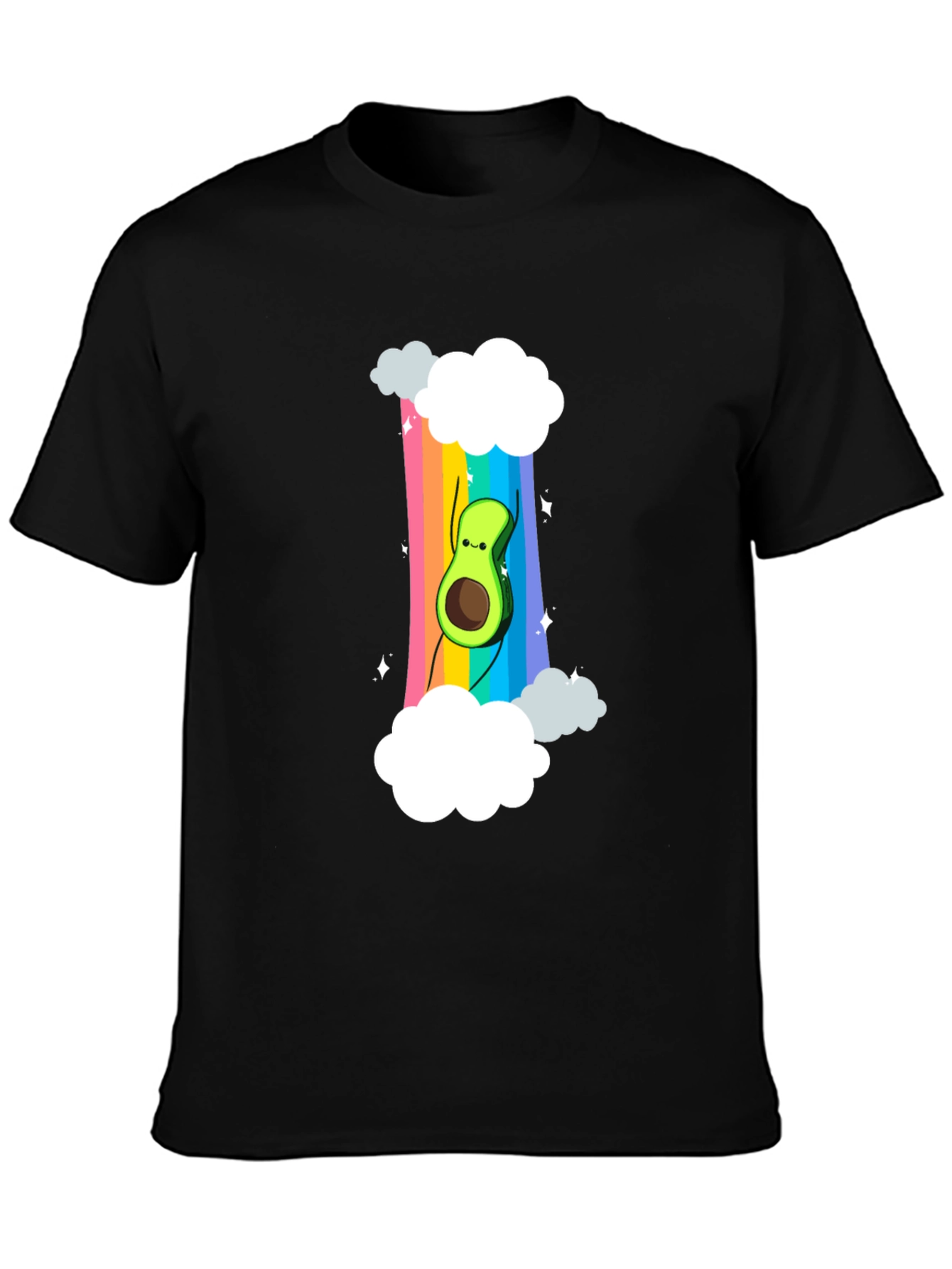Rainbow Avocado Graphic Tee - Unisex Black T-Shirt