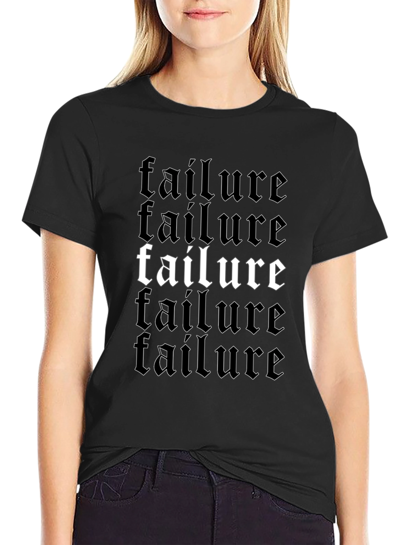 Failure Graphic Print Black T-Shirt