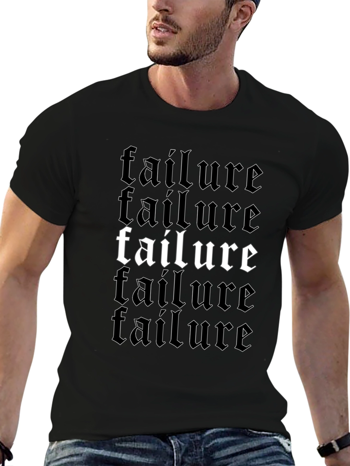 Failure Graphic Print Black T-Shirt
