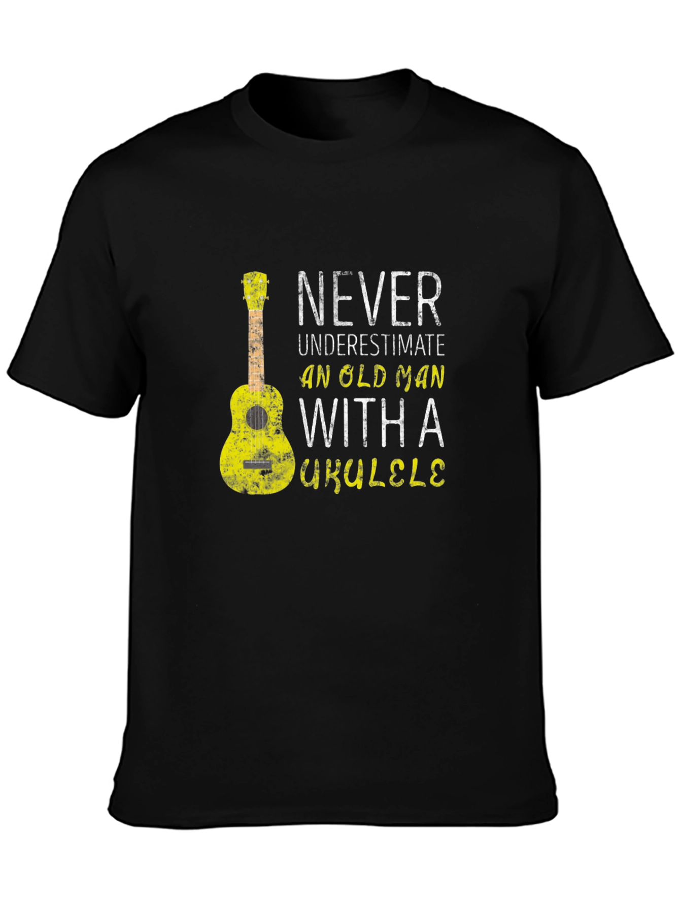 Never Underestimate Old Man Ukulele T-Shirt
