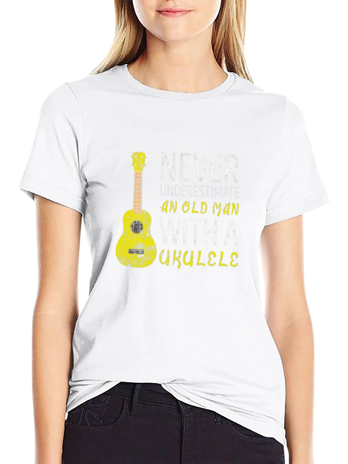 Never Underestimate Old Man Ukulele T-Shirt