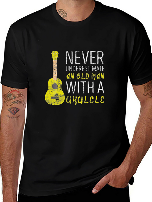 Never Underestimate Old Man Ukulele T-Shirt