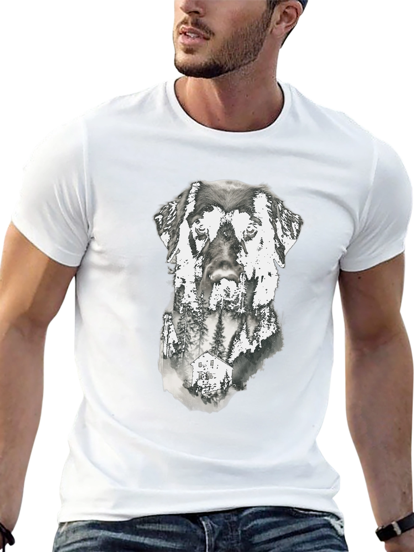 Dog & Forest Graphic Print Tee