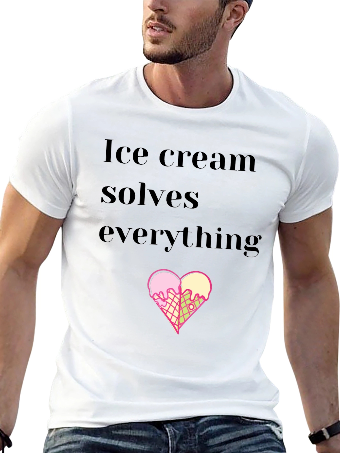 Ice Cream Solves Everything Black T-Shirt