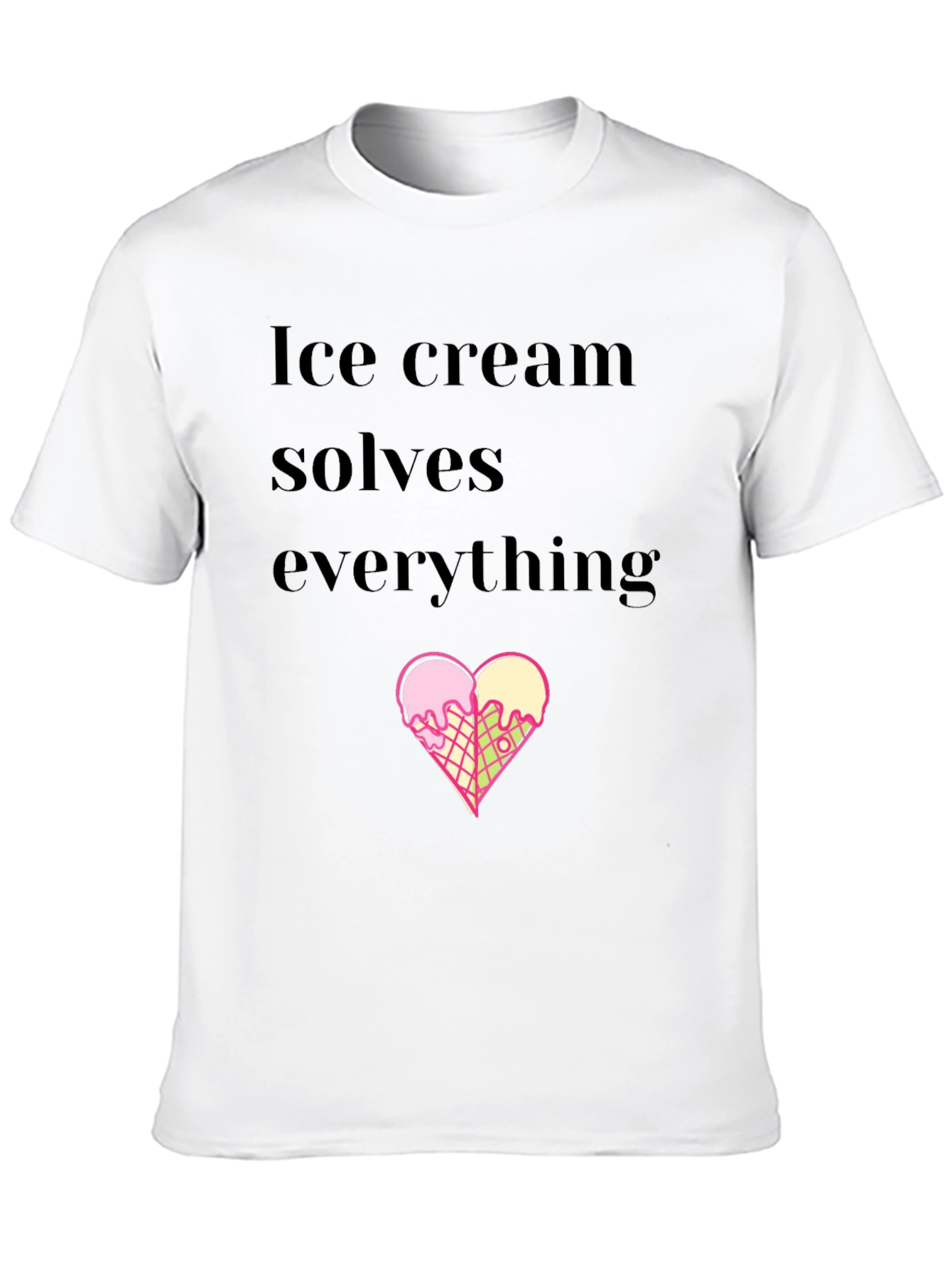 Ice Cream Solves Everything Black T-Shirt