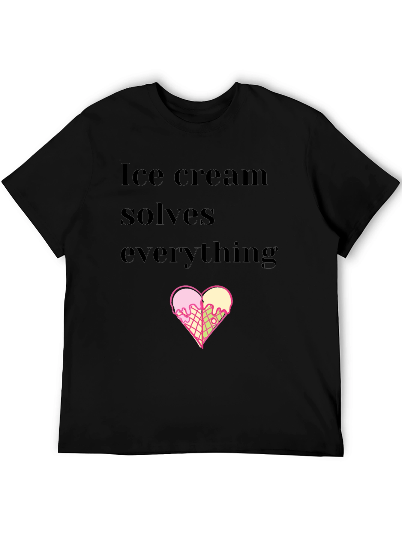 Ice Cream Solves Everything Black T-Shirt