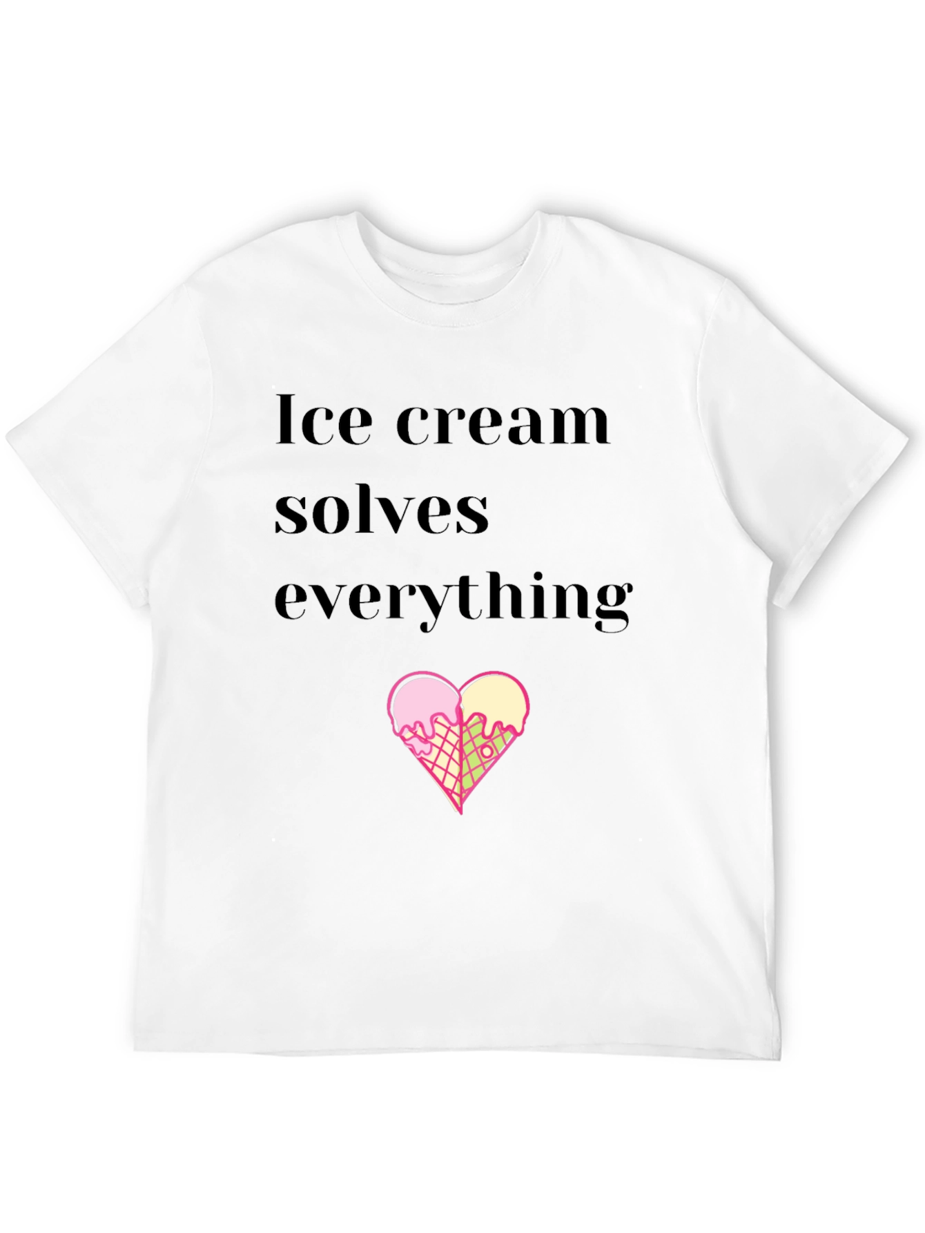 Ice Cream Solves Everything Black T-Shirt