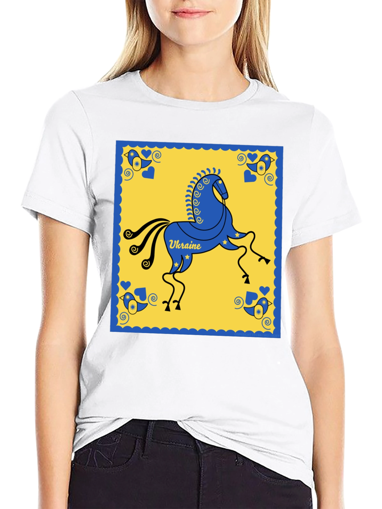 Ukraine Horse T-Shirt - Folk Art Inspired