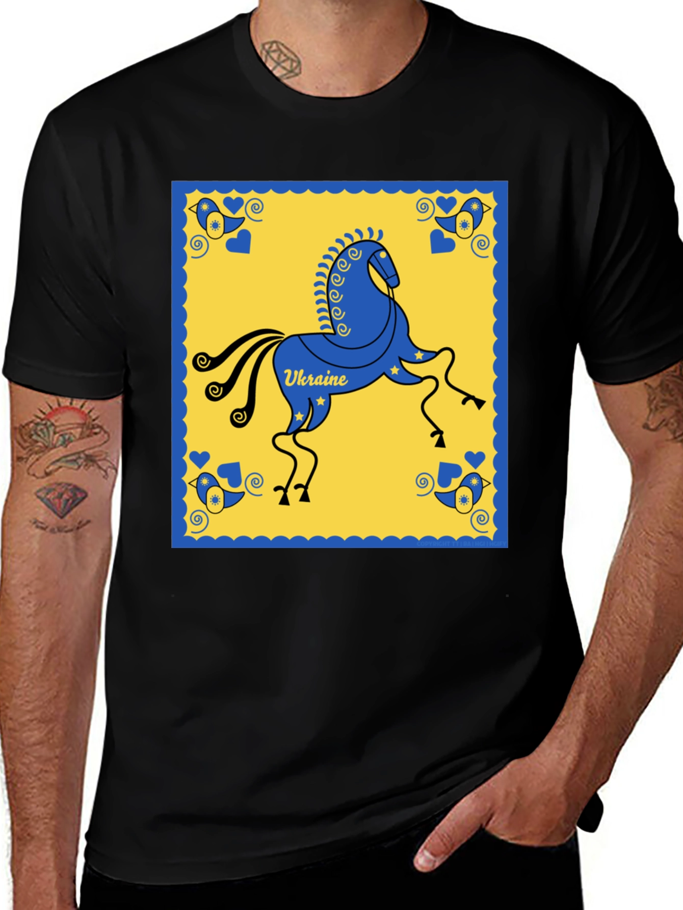 Ukraine Horse T-Shirt - Folk Art Inspired