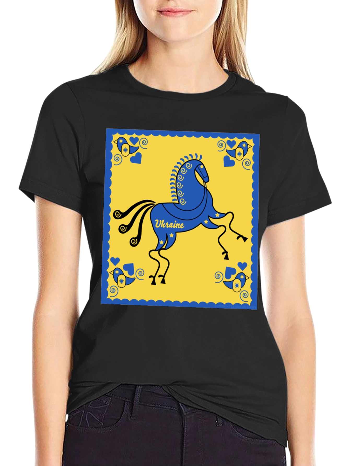 Ukraine Horse T-Shirt - Folk Art Inspired