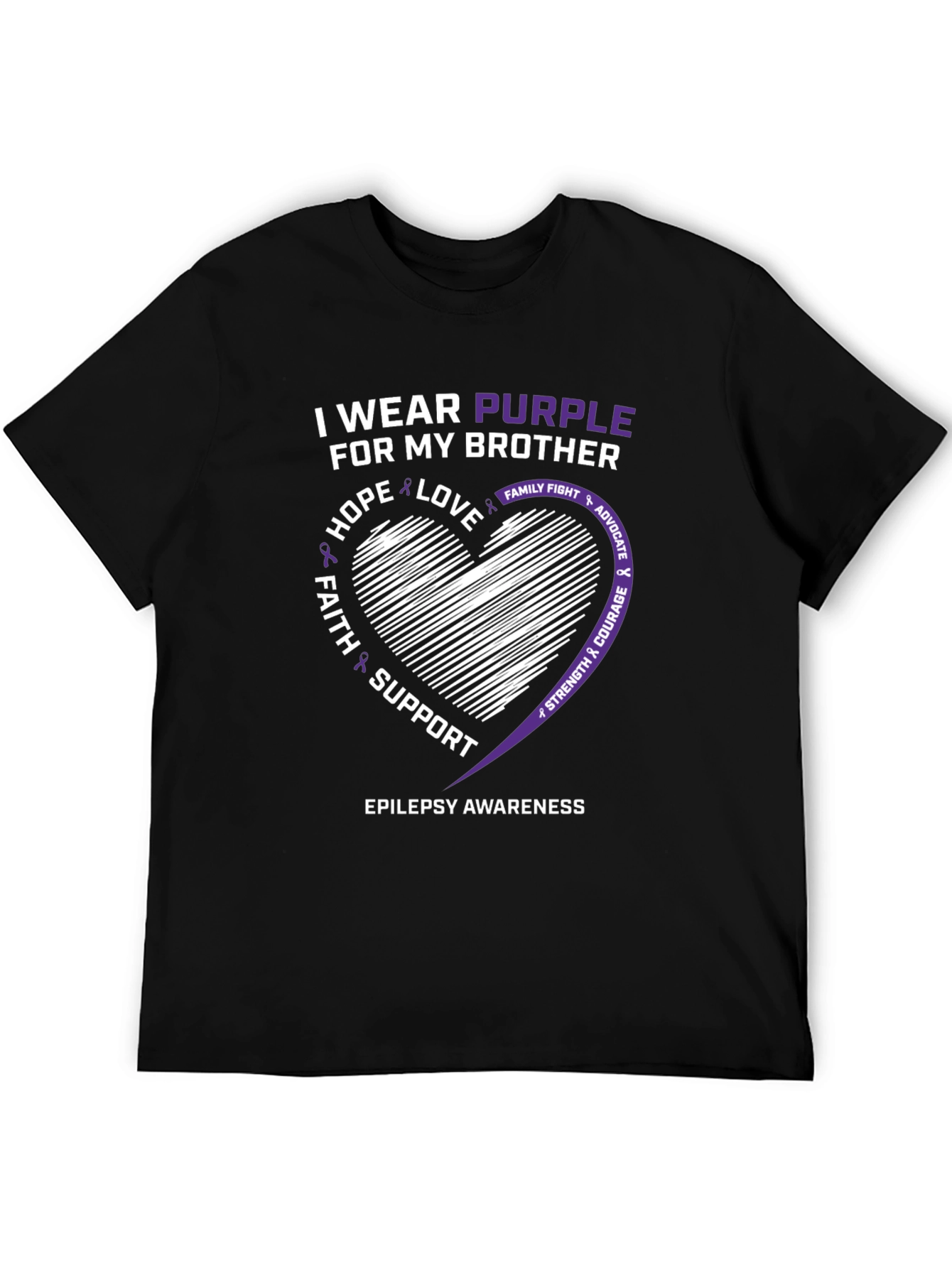 Epilepsy Awareness Purple Ribbon Heart T-Shirt