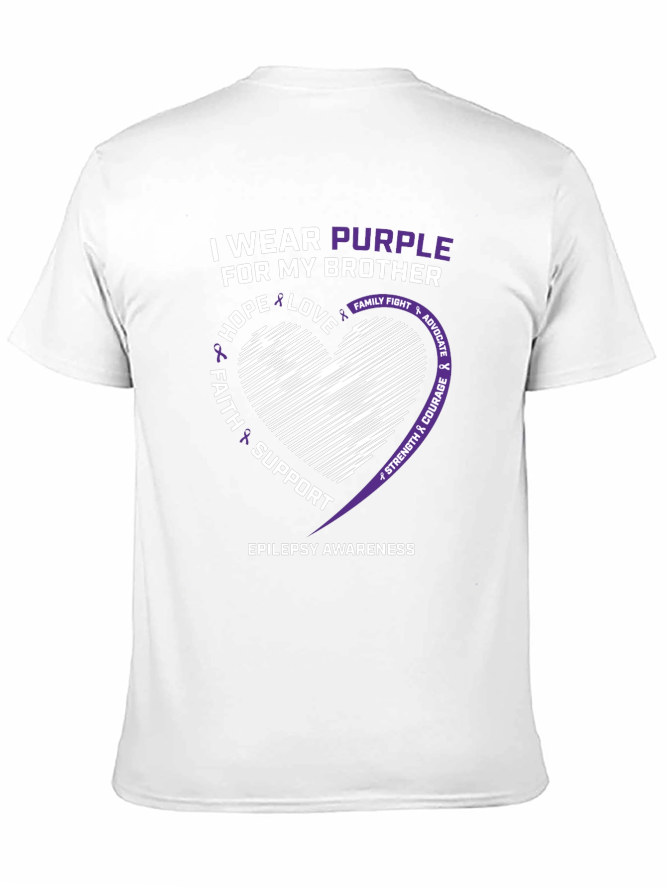 Epilepsy Awareness Purple Ribbon Heart T-Shirt