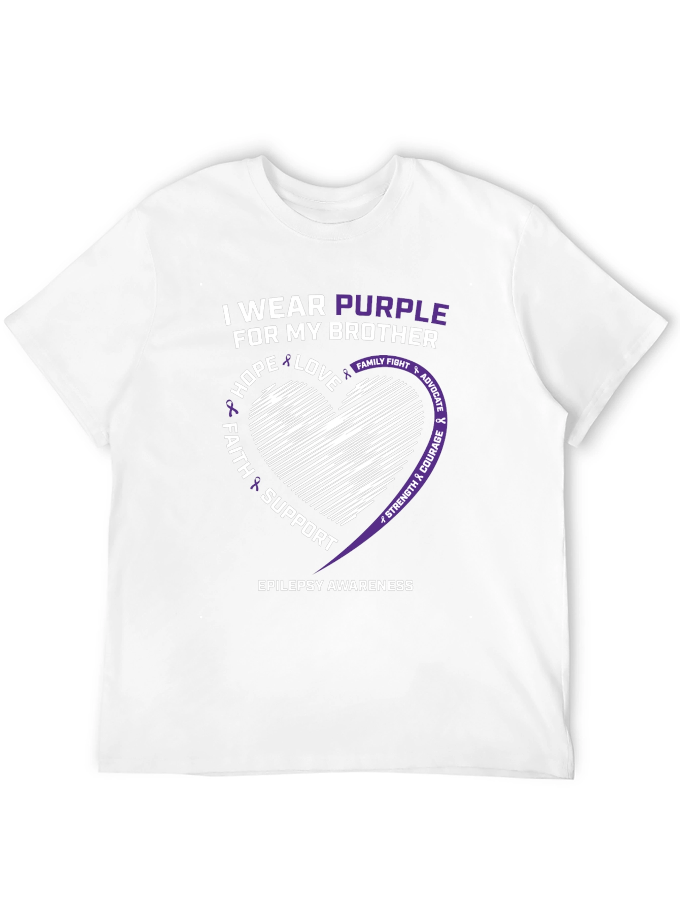 Epilepsy Awareness Purple Ribbon Heart T-Shirt