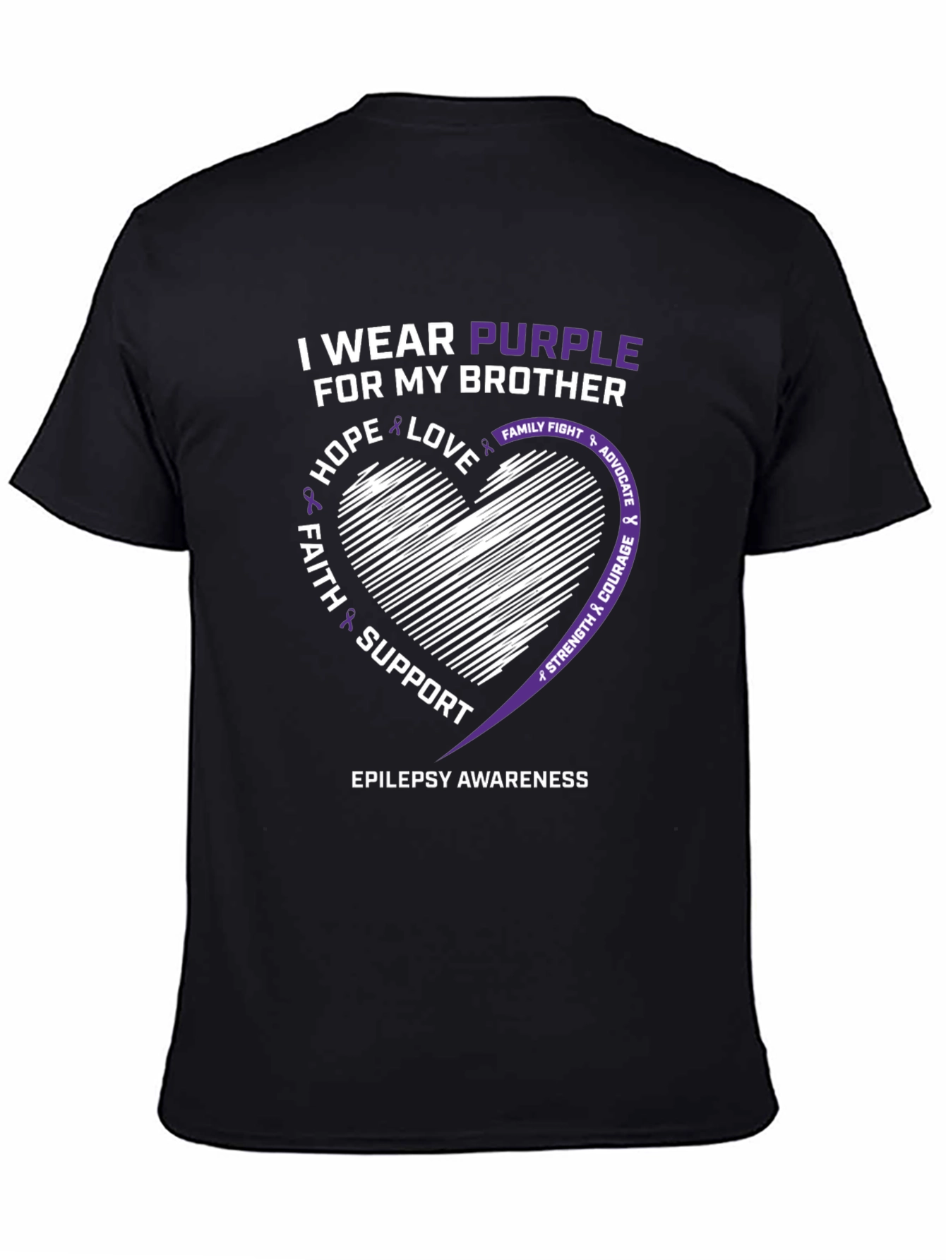 Epilepsy Awareness Purple Ribbon Heart T-Shirt