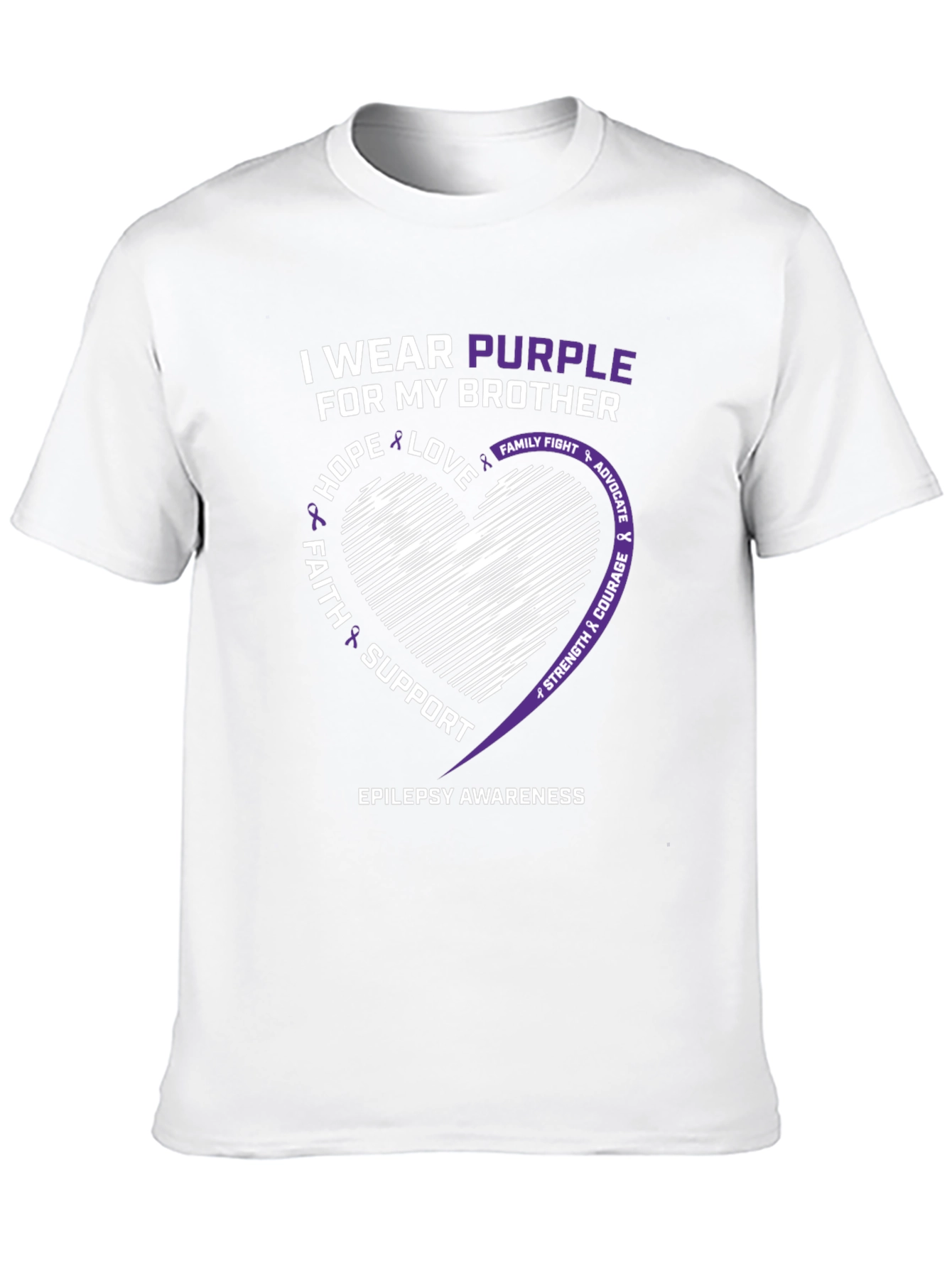 Epilepsy Awareness Purple Ribbon Heart T-Shirt