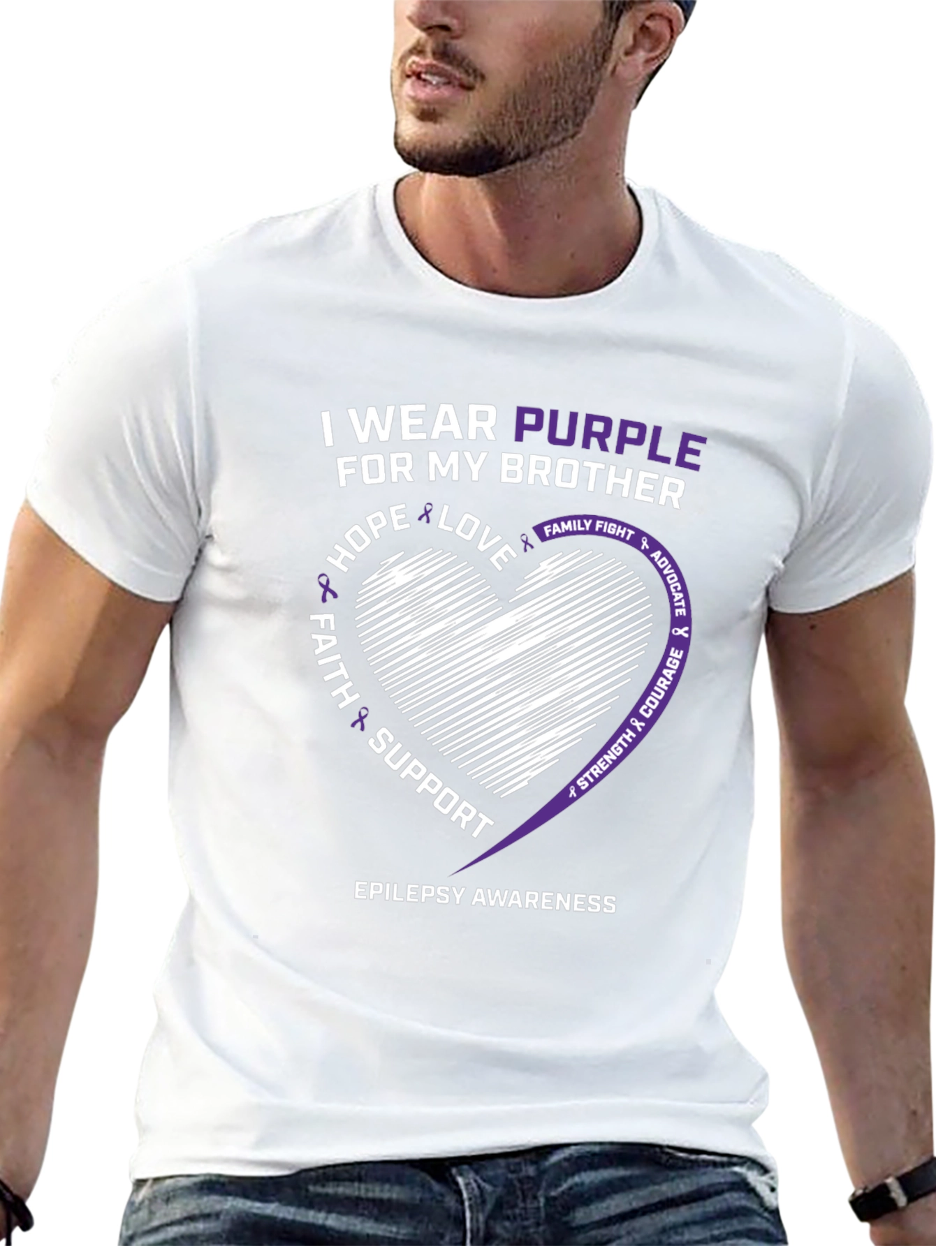 Epilepsy Awareness Purple Ribbon Heart T-Shirt