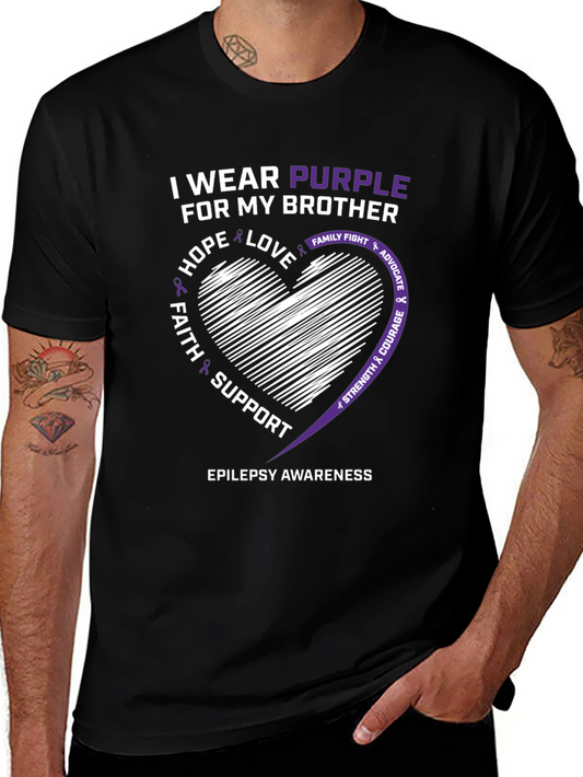 Epilepsy Awareness Purple Ribbon Heart T-Shirt