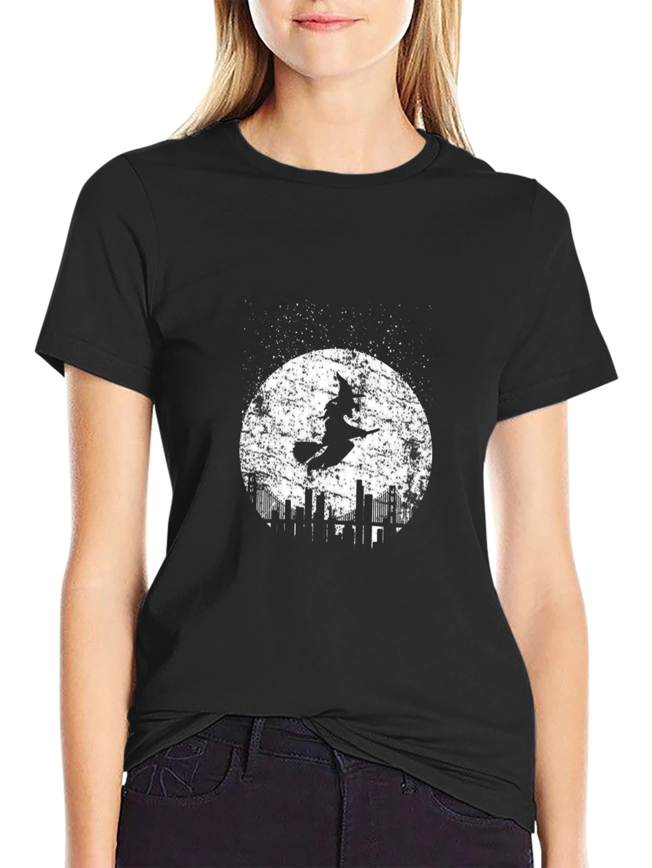 Witch Cityscape Moon Graphic Tee