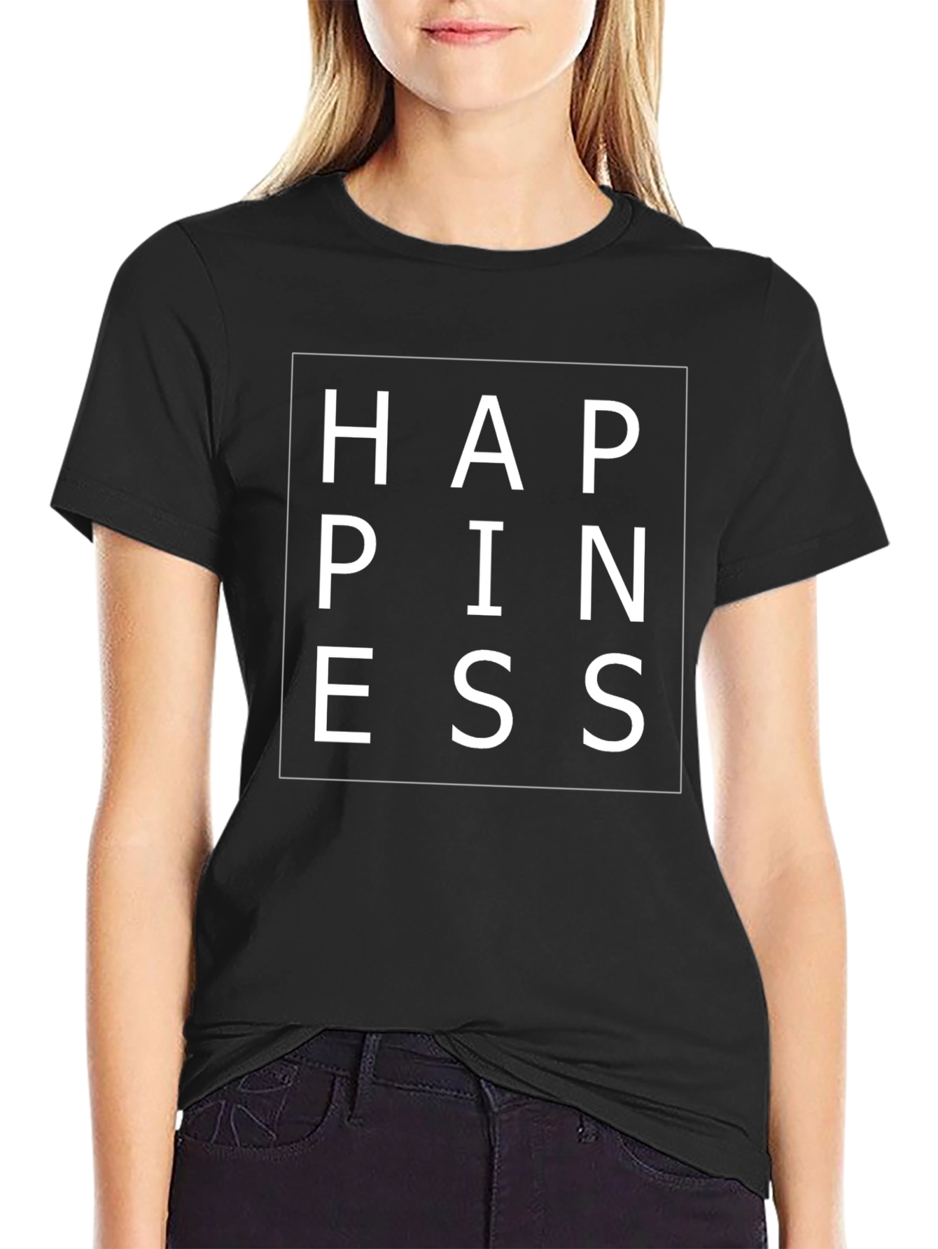 Happiness Graphic Tee - Stylish Black T-Shirt
